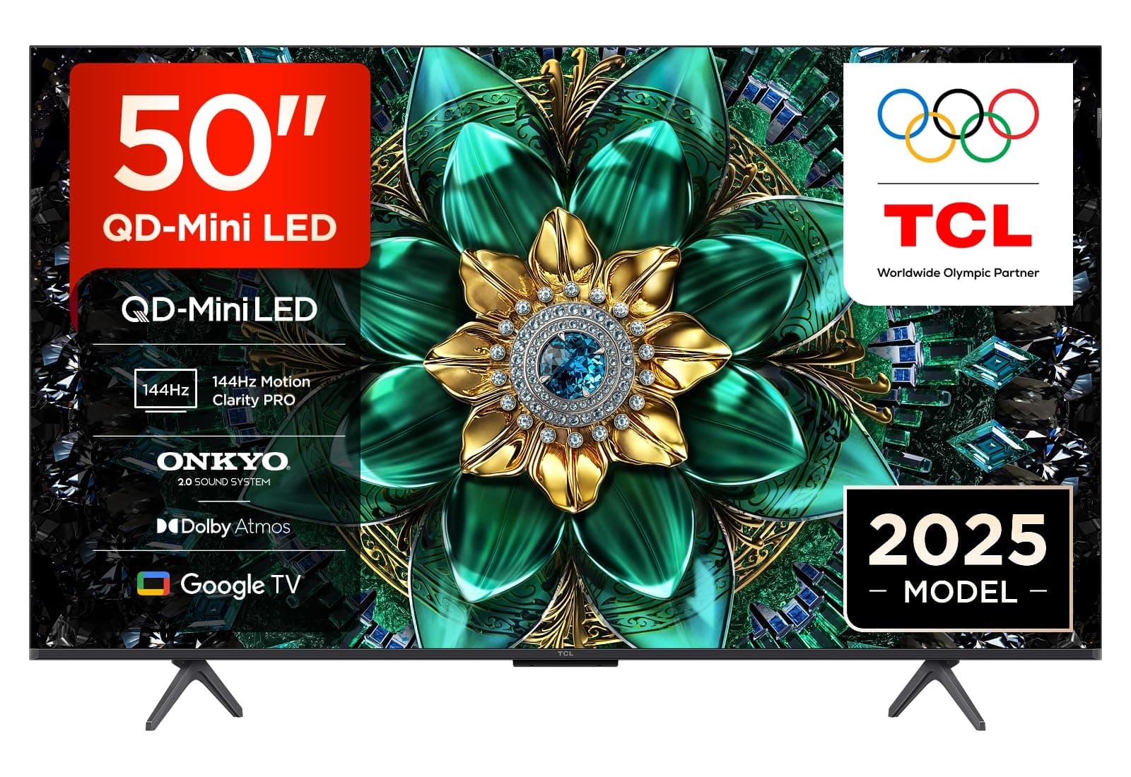50Q6C-UK QD-Mini LED TV, 4K HDR Premium 1000nits, Smart TV Powered by Google TV (Dolby Vision IQ & Atmos, 144Hz Motion Clarity Pro,2025 Model)