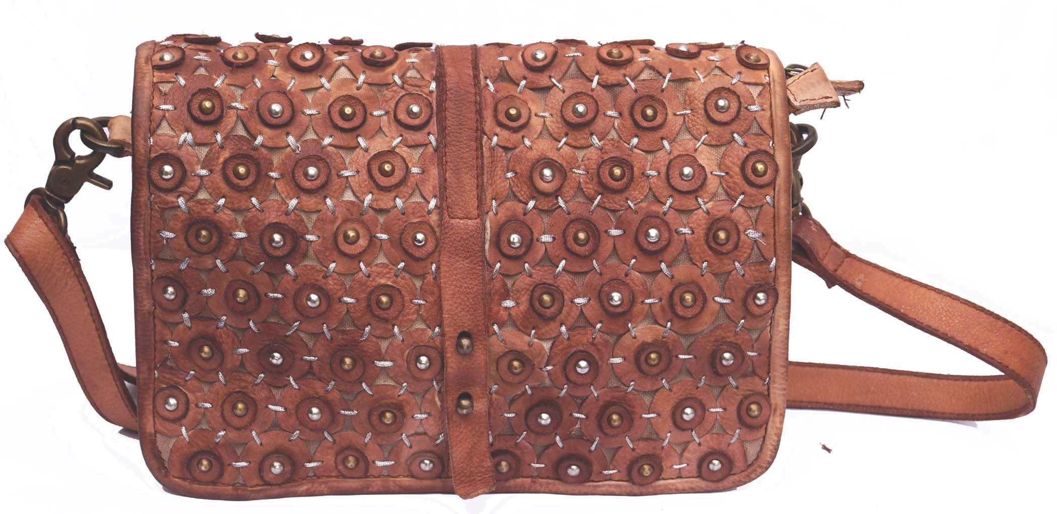 Hand Made Real leather Sequence Across Body Bag