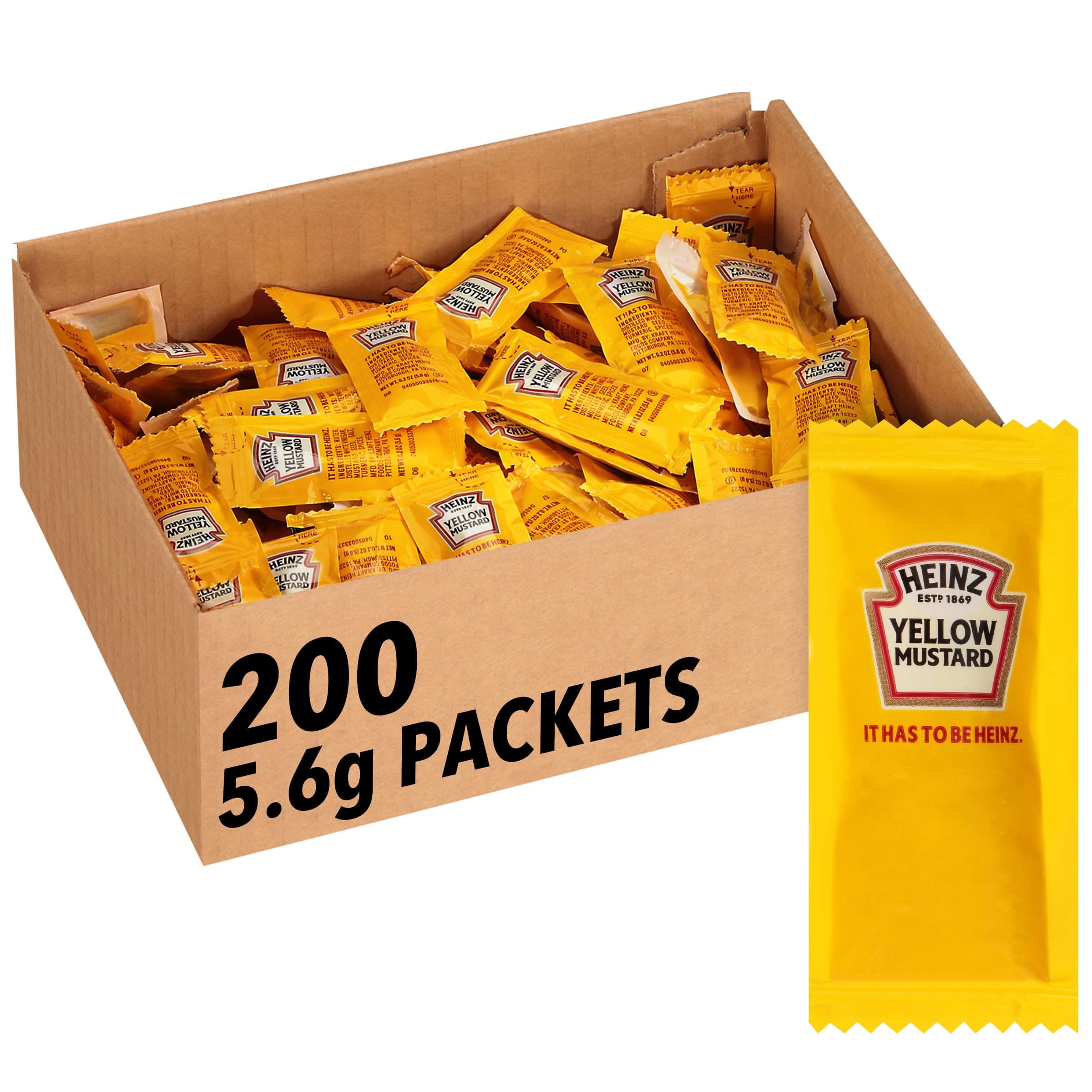 Mild Mustard Single Serve Packet (0.2 oz Packets, Pack of 200)