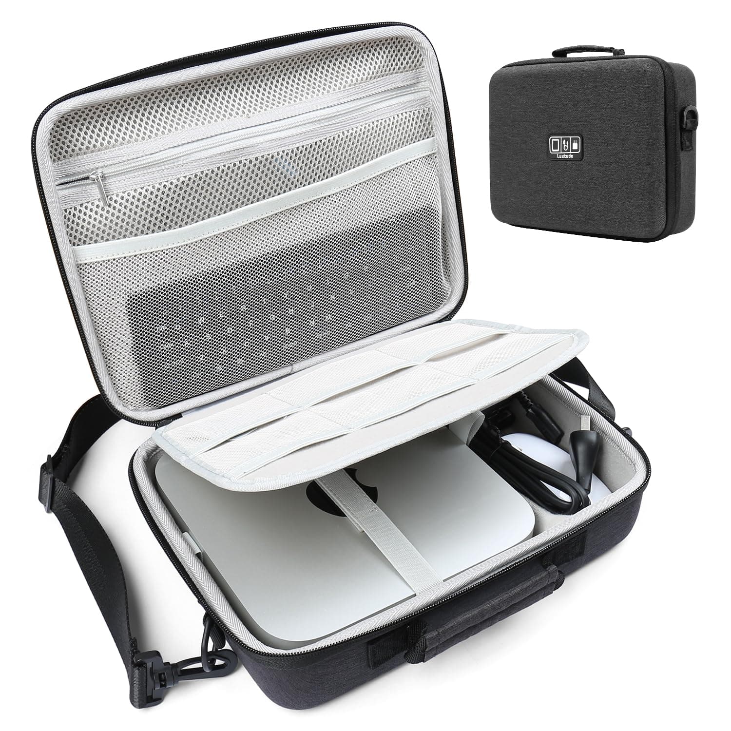 Luxtude Hard Mac Case for Mac Mini M2/M1 & Previous Models - Travel Case for Keyboard, Magic Mouse & Accessories