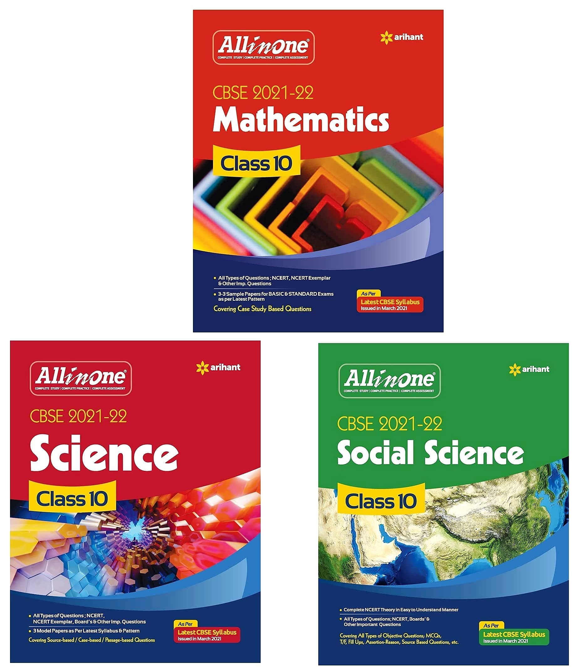 CBSE All In One CLASS X Social Science,Maths,Science SET OF 3 BOOKS FOR 2022 EXAM Paperback – 1 January 2021