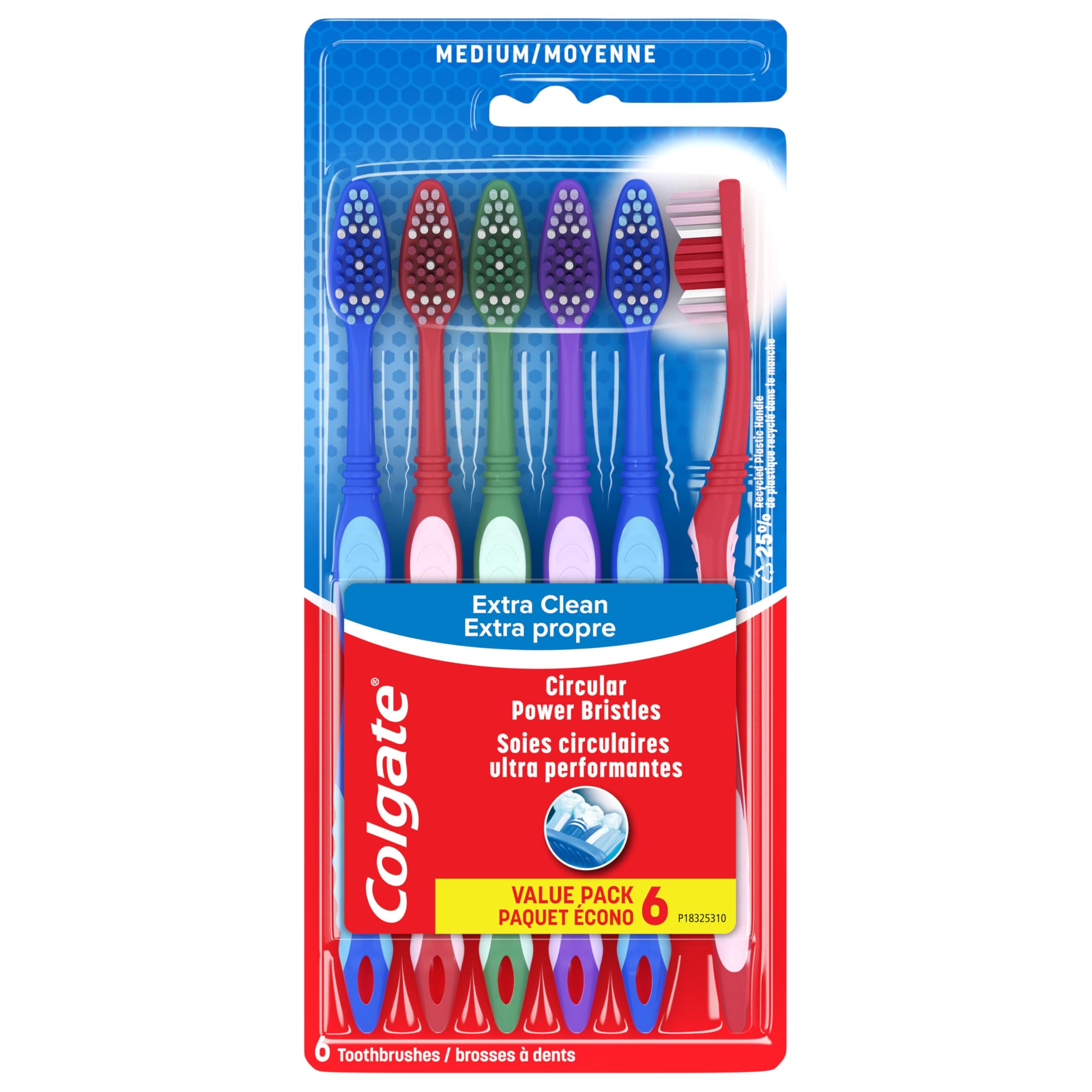 Colgate Extra Clean Full Head Toothbrush, Medium - 6 Count
