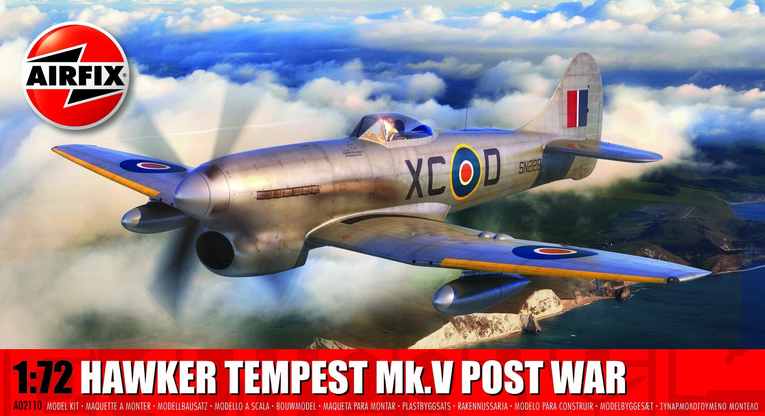 Model Set - A02110 Hawker Tempest Mk.V Post War Model Building Kit - Plastic Model Plane Kits for Adults & Children 8+, Set Includes Sprues & Decals - 1:72 Scale Model