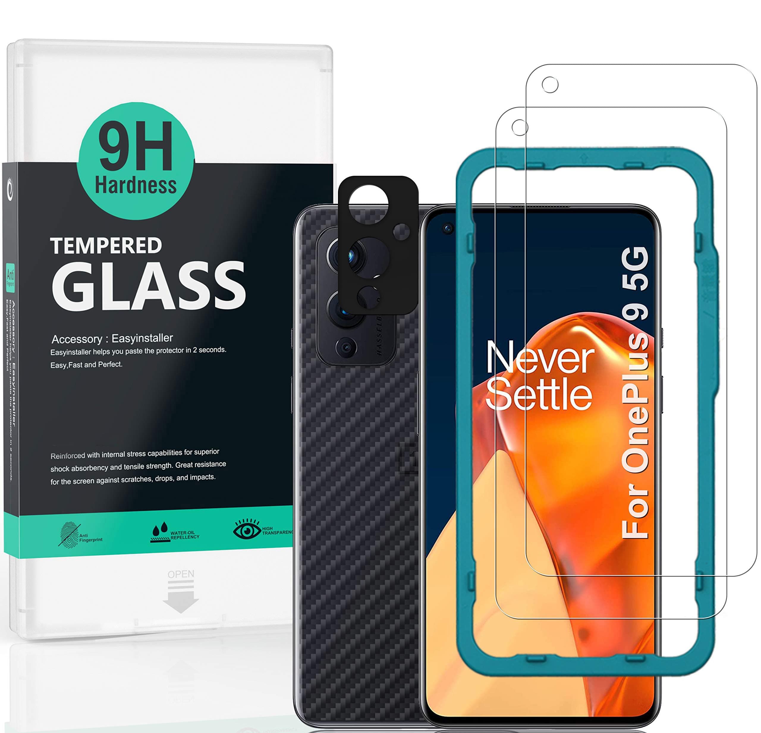 Ibywind 2 Pack Screen Protector For OnePlus 9,9H Hardness Tempered Glass[Military-Grade Protection],With 1Pc Camera Lens Protector [Anti-Scratch][Anti-Shatter]