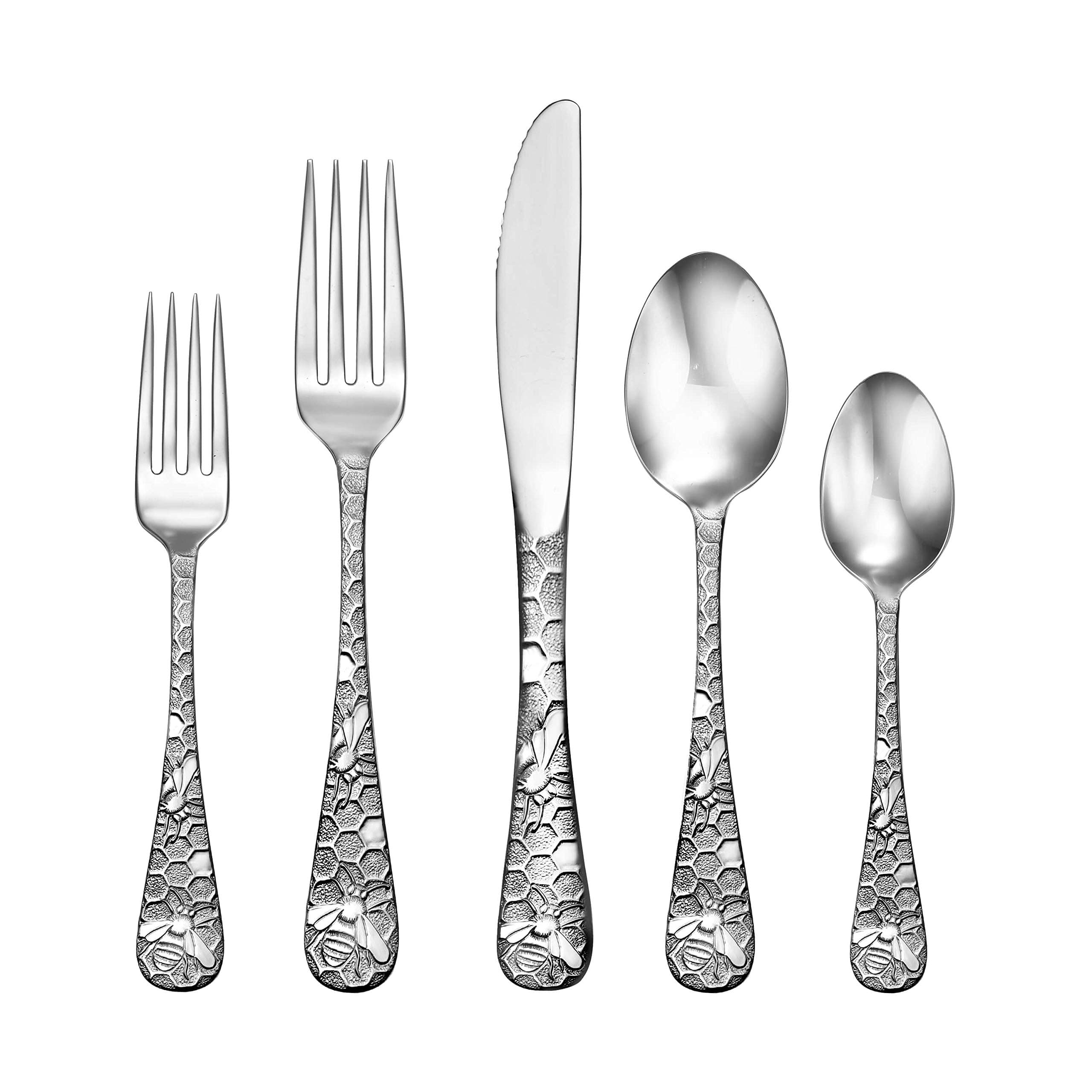 Honey Bee 45pc Flatware Set Service For 8 Serving Set Included Silverware MADE IN USA 18/10