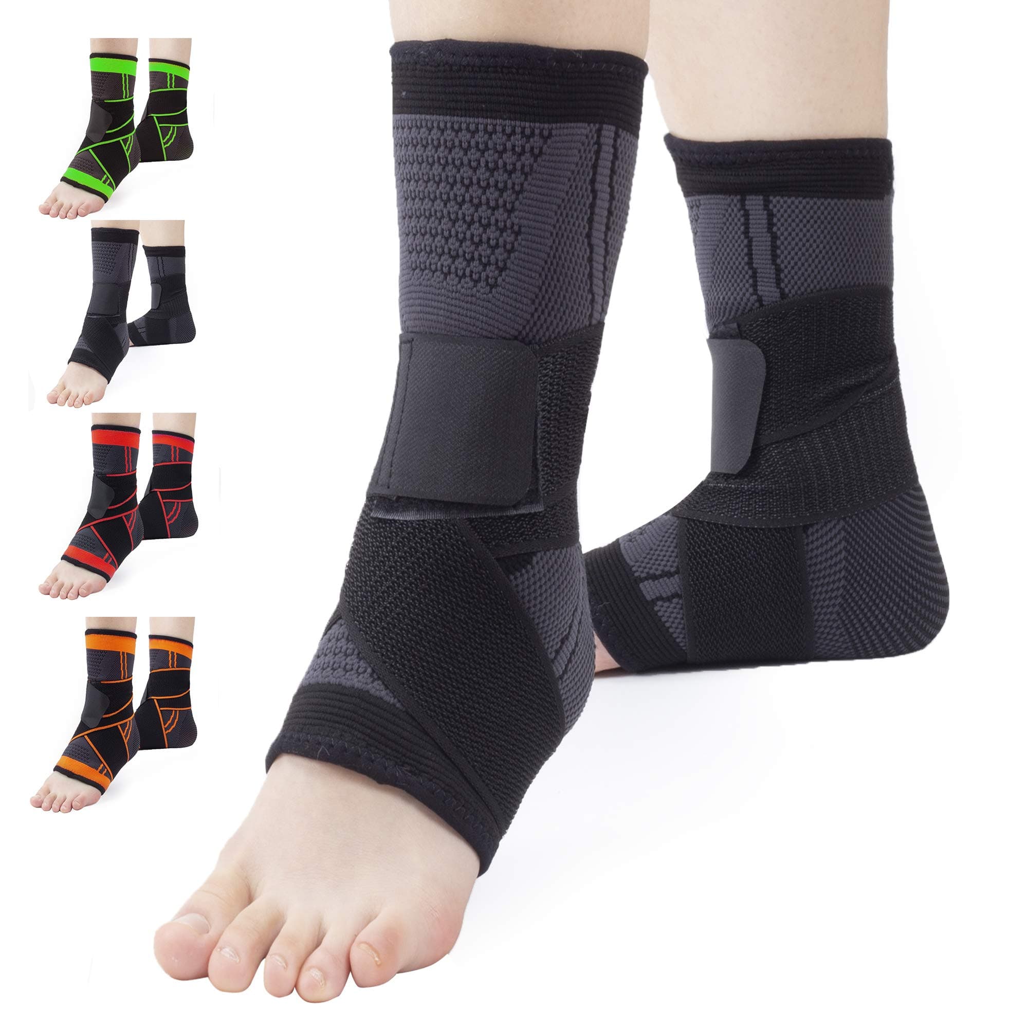 Ankle Brace Compression Support Adjustable Sleeve (2Pcs in a Pack) for Injury Recovery, Joint Pain and More, Arch Brace Support & Foot Stabilizer, Ankle Wrap Protect Against Ankle Sprains or Swelling