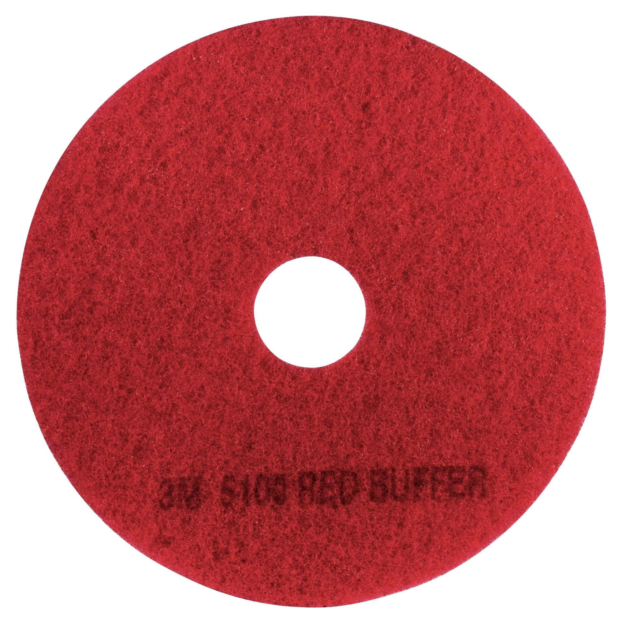 3M Buffer Floor Pad 5100, Red, 20", 5/Case, Removes Soil, Scratches, Scuff, and Black Shoe Heel