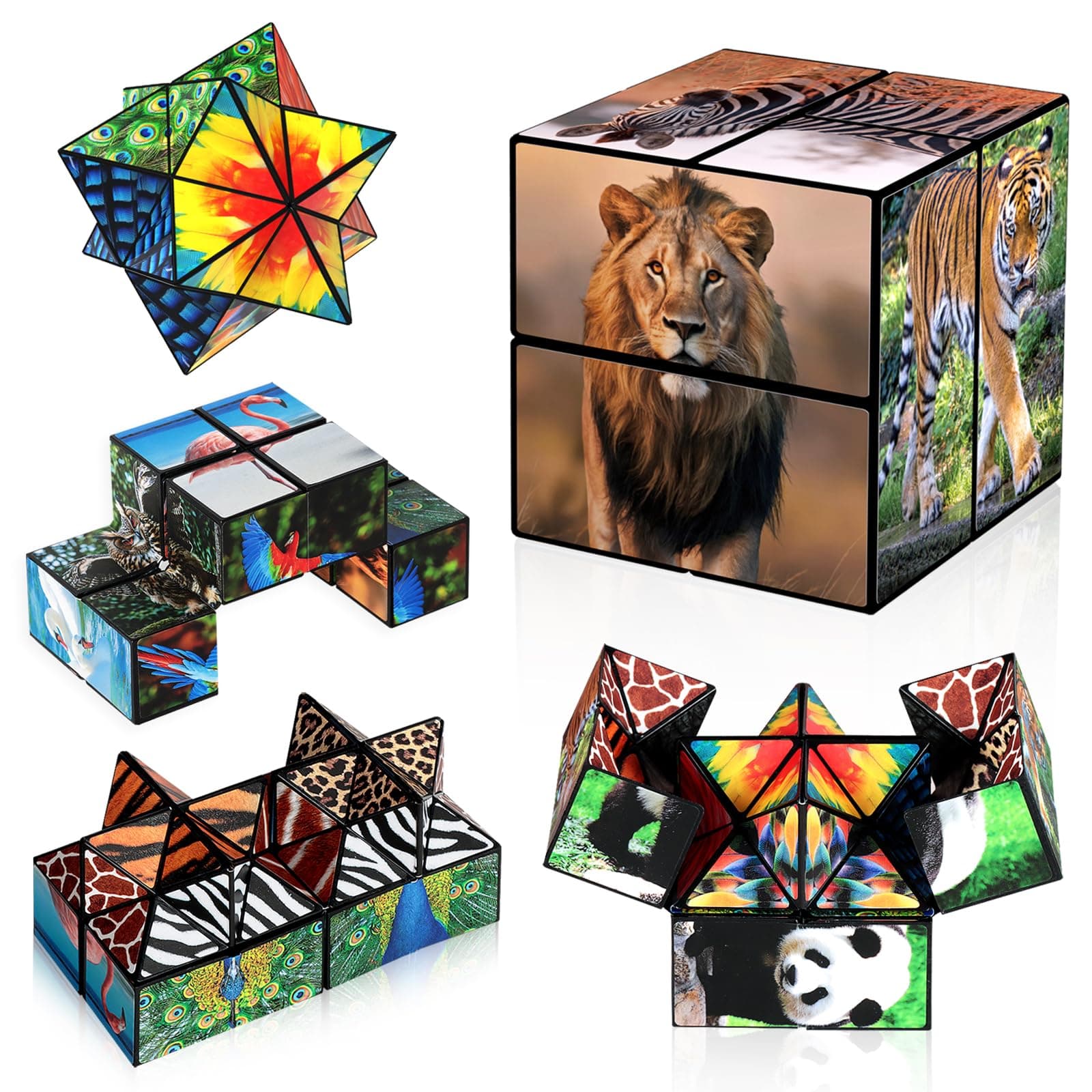 2 in 1 Star Cube Magic Cube Set, Fidget Toy for Kids, Animal Toys for Ages 8-13, Travel Yoshimoto Cube for 6 7 8 9 10 11 Year-Old Boy Girls Gifts