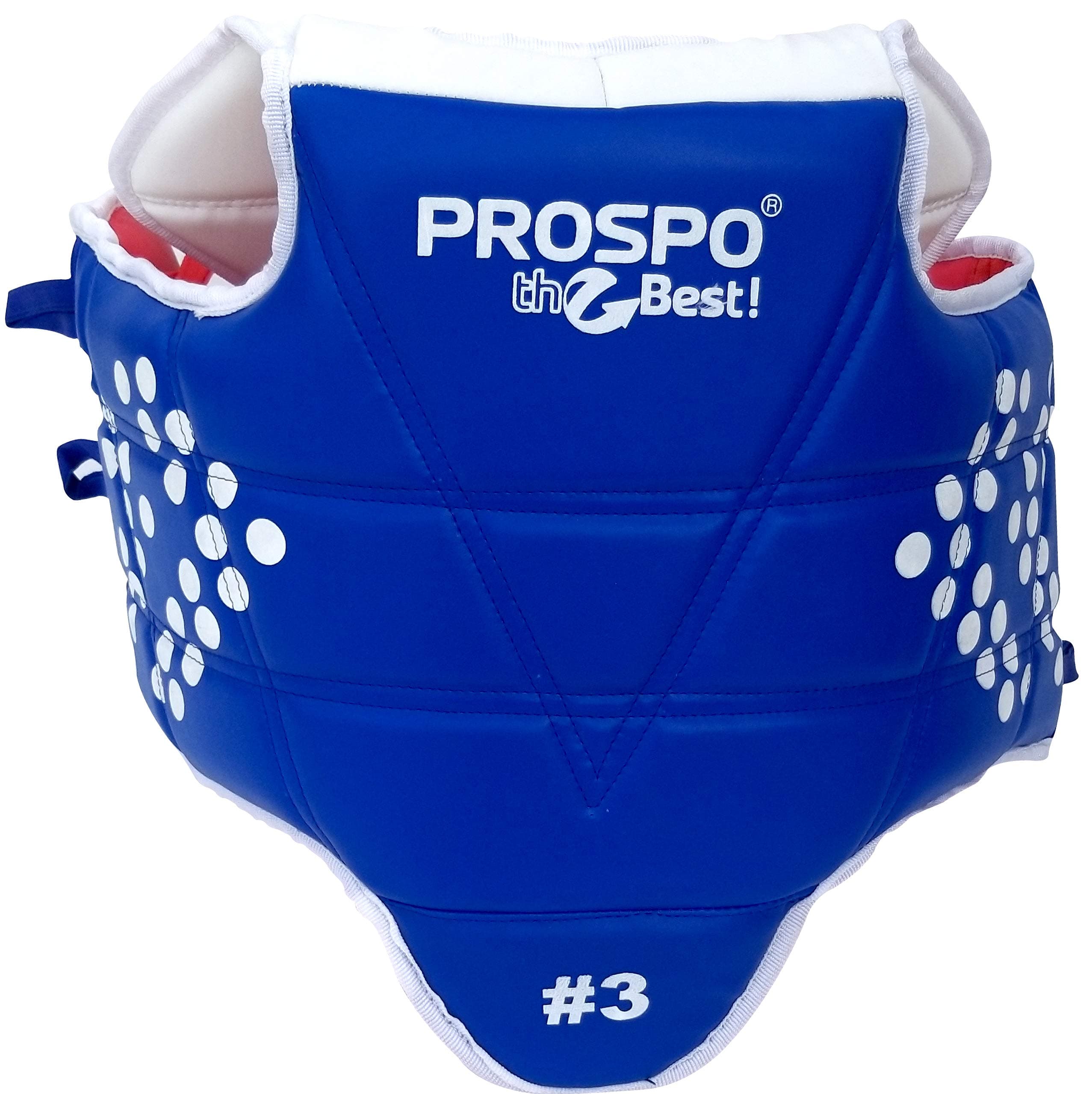 PROSPO PU Leather Solid Reversible Padded Chest Protector Guard for Kungfu/MMA/Kickboxing/JIU Jitsu/Judo/Wushu (Blue/Red)