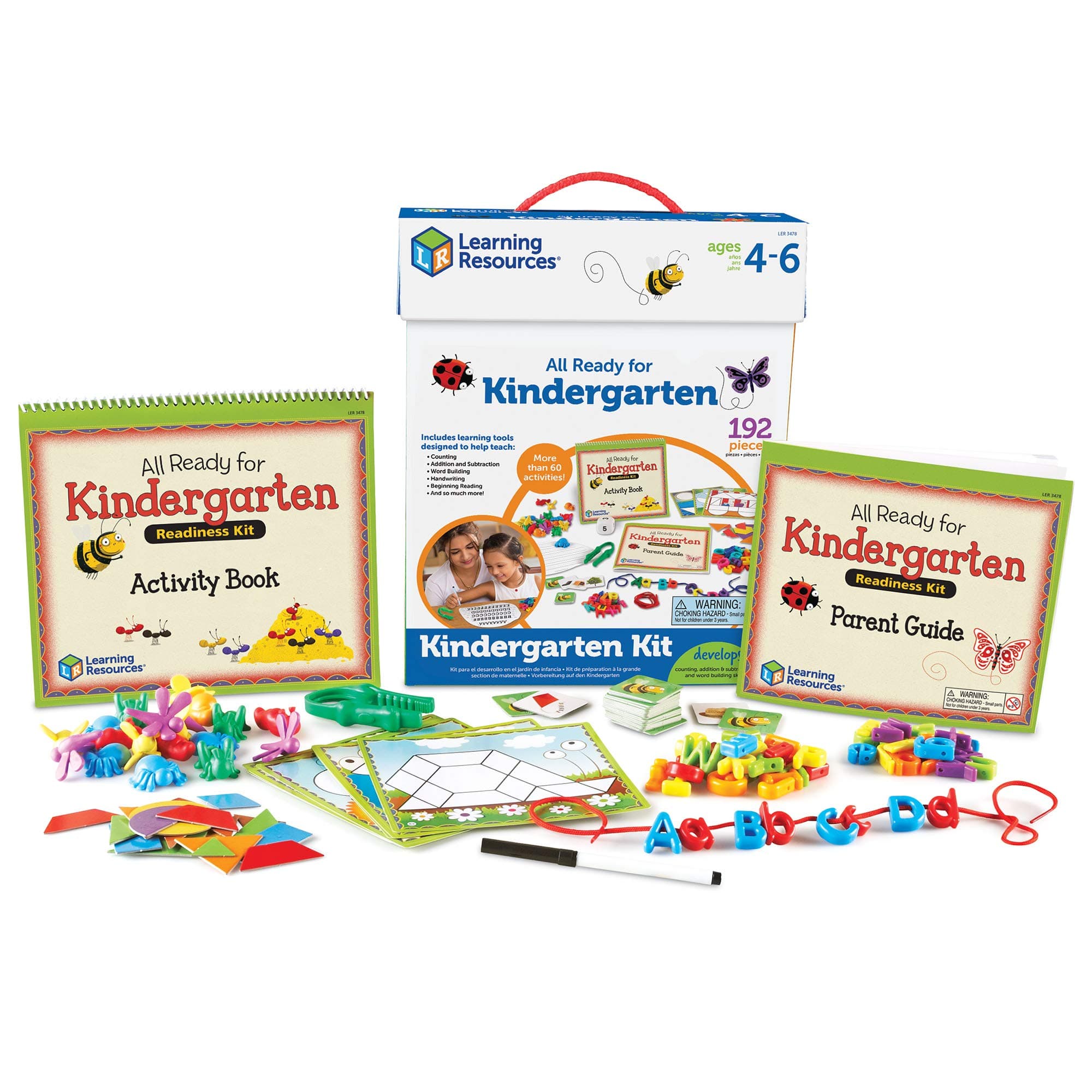 Learning Resources All Ready for Kindergarten Readiness Kit - Classroom Must Haves, Toddler Activities, Homeschool Supplies, Learn to Read, Spelling , Alphabet Kindergarten Workbook