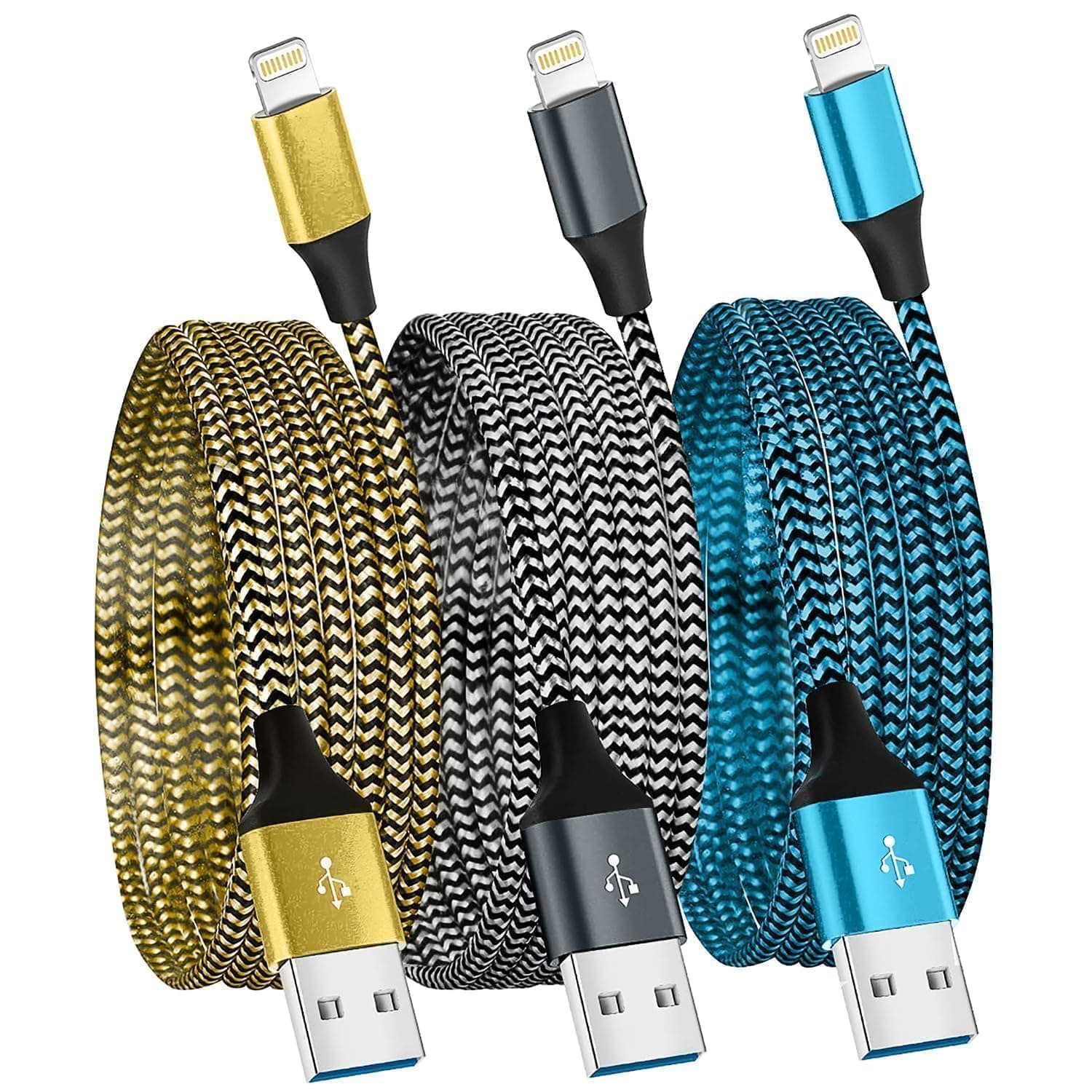 – For iPhone charger cable 3Pack 6FT/1.8M Lightning Cable Nylon Braided MFi Certified USB Long Phone Charging Lead Compatible with iPhone 14 pro max 14 pro 13 12 11 XS X XR 8 7 6 plus