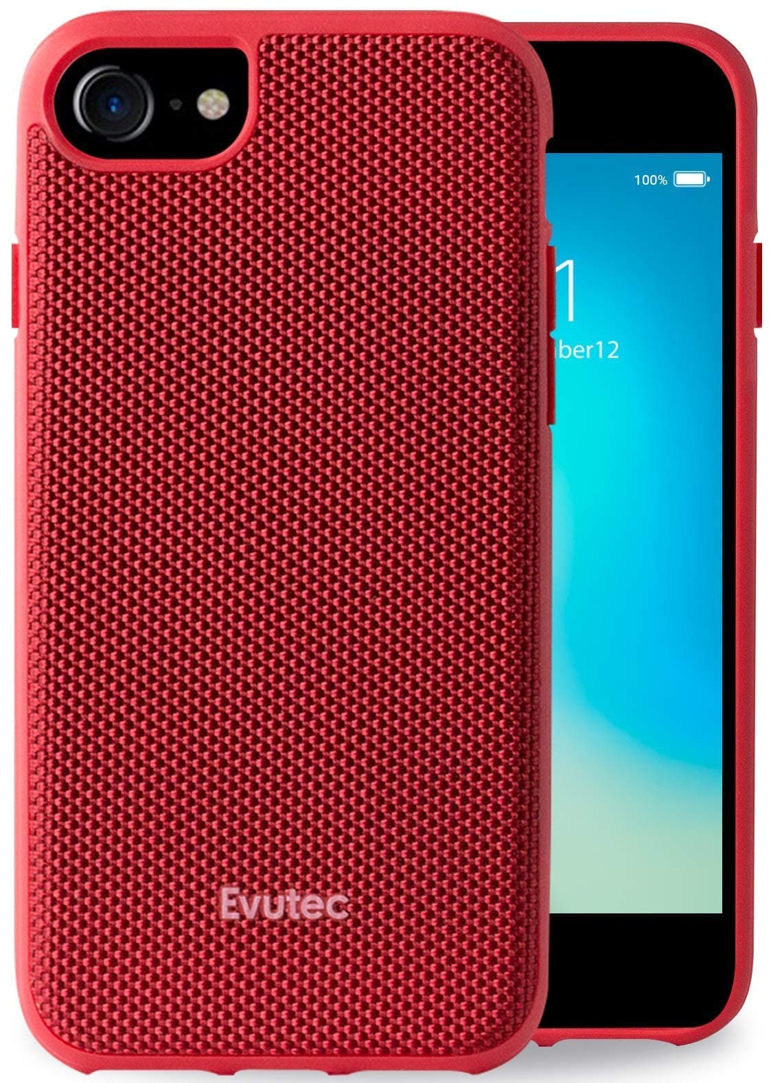 Evutec Compatible with iPhone 6/6s/7/8/SE(2020) Unique Heavy Duty Case Ballistic Nylon Premium Protective Military Grade Drop Tested Shockproof Phone cover with AFIX+ Vent Mount-Red