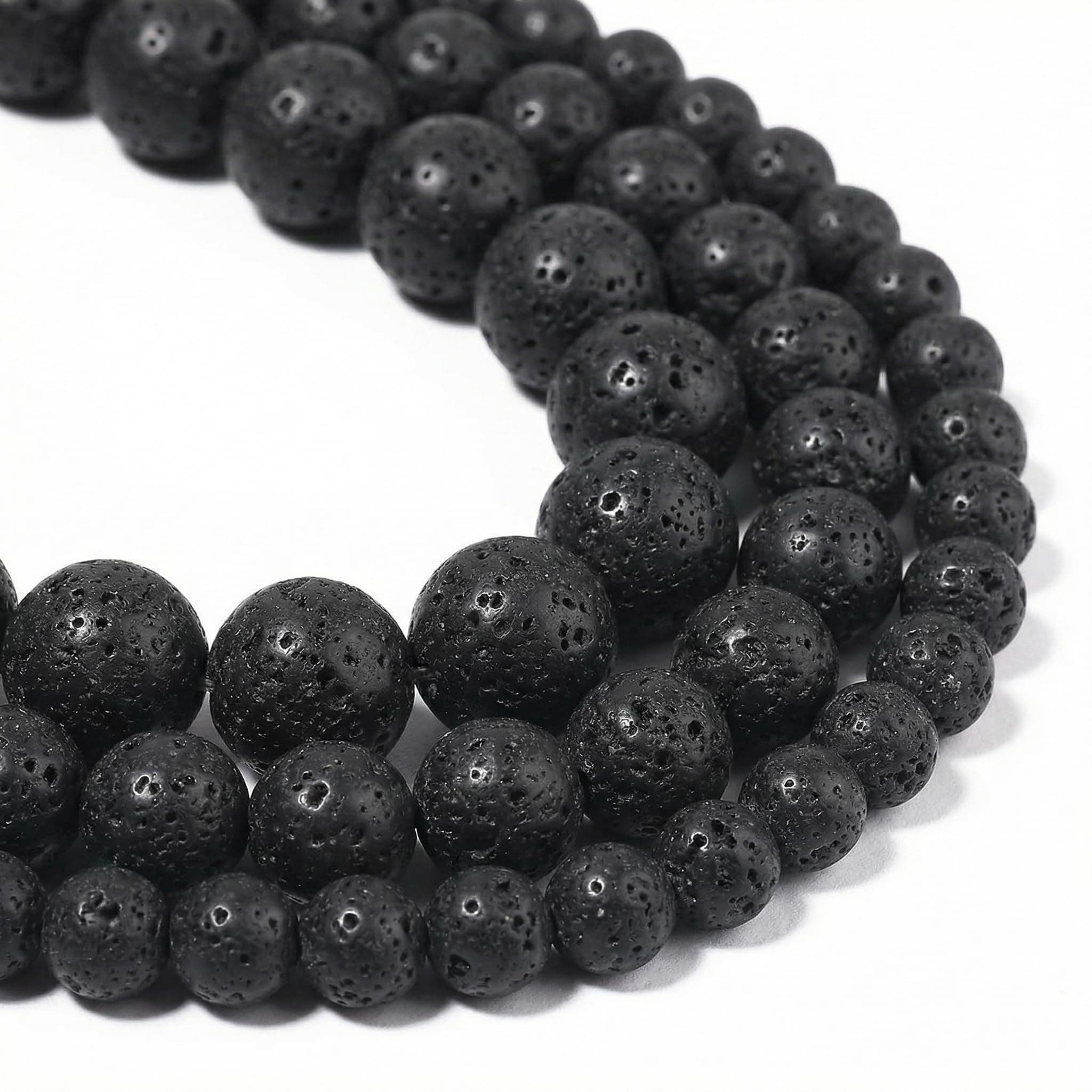 Yochus 45pcs Volcanic Rock/Black Lava Rock Beads，8mm Healing Power Natural Stone Round Loose Beads for Jewelry Making Earring Necklace DIY Crafts