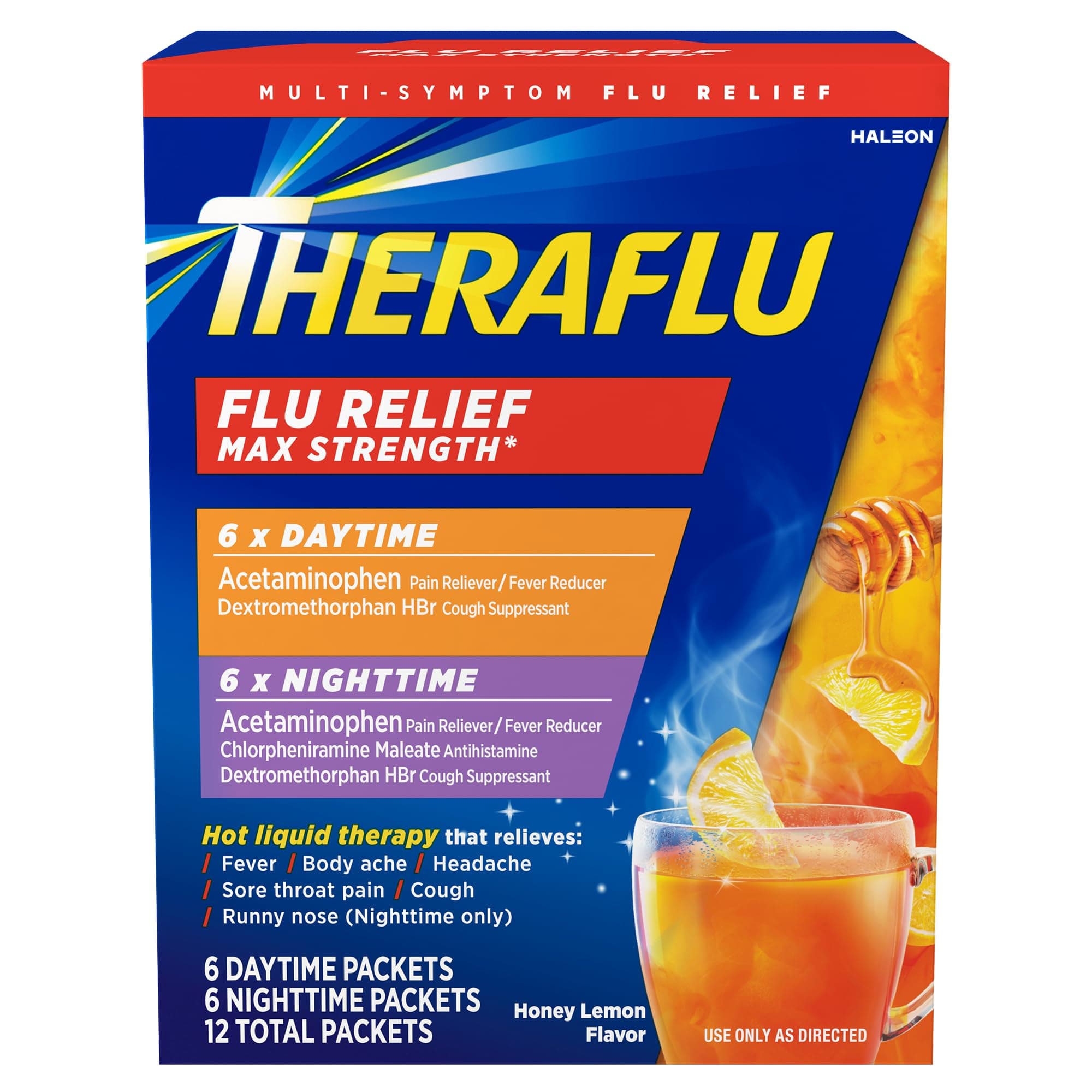 Max Strength Daytime Flu Symptom Relief - 6 Ct Plus Max Strength Nighttime Flu Medicine for Flu Symptom Relief - 6 Ct Combo, 12 Count (Pack of 1)