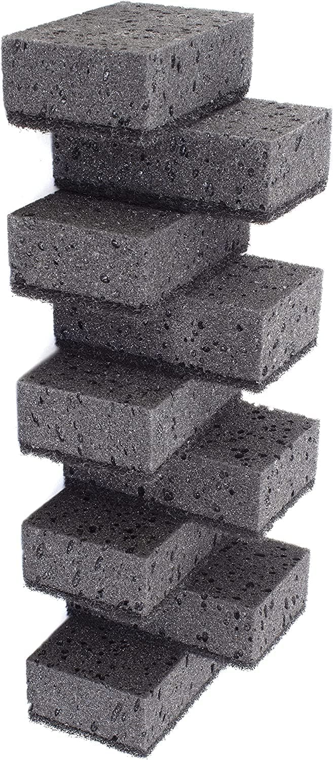 Black Scrub Sponges. Made in Europe. 9 Pack, 4.3x2.8x1.4 inches. Heavy Duty and Non Scratch Fiber. Kitchen Sponges Pack with No Smell. for Dishes and Household Washing