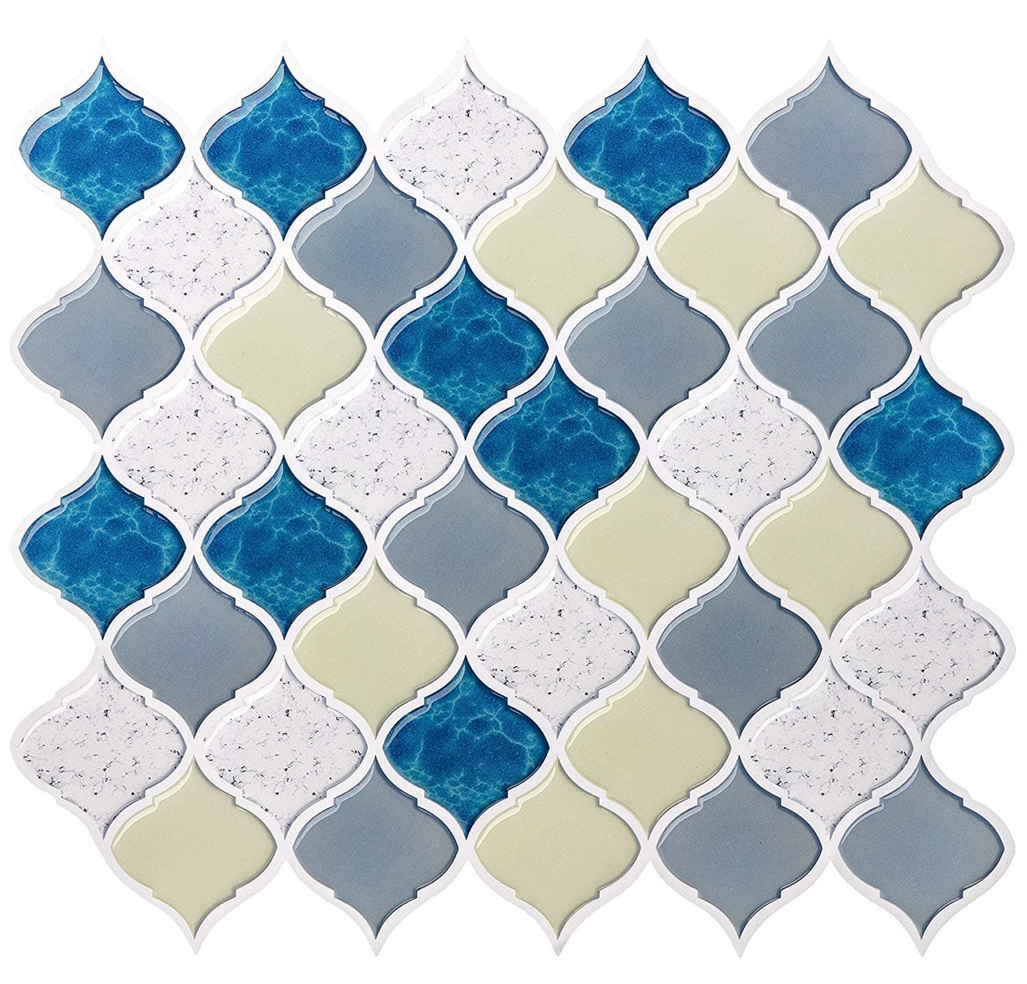 Arabesque Peel and Stick Tile Backsplash for Kitchen, Self Stick Backsplash Tile for Apartment & RV Kitchen 10"x11.26" Pack of 8