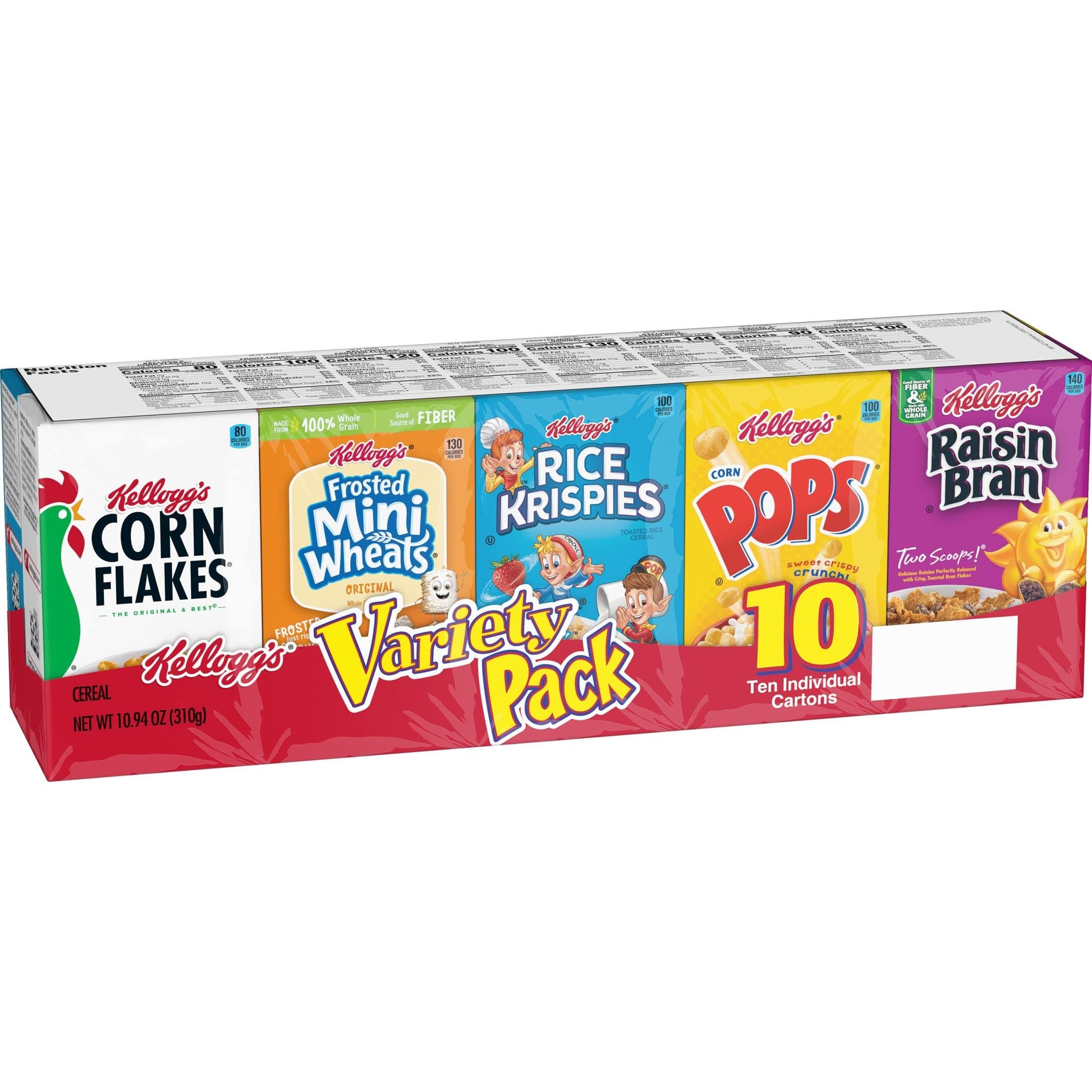 Kellogg's Assorted Cold Cereal, Single Serve, 10.94oz Boxes (10 Count)