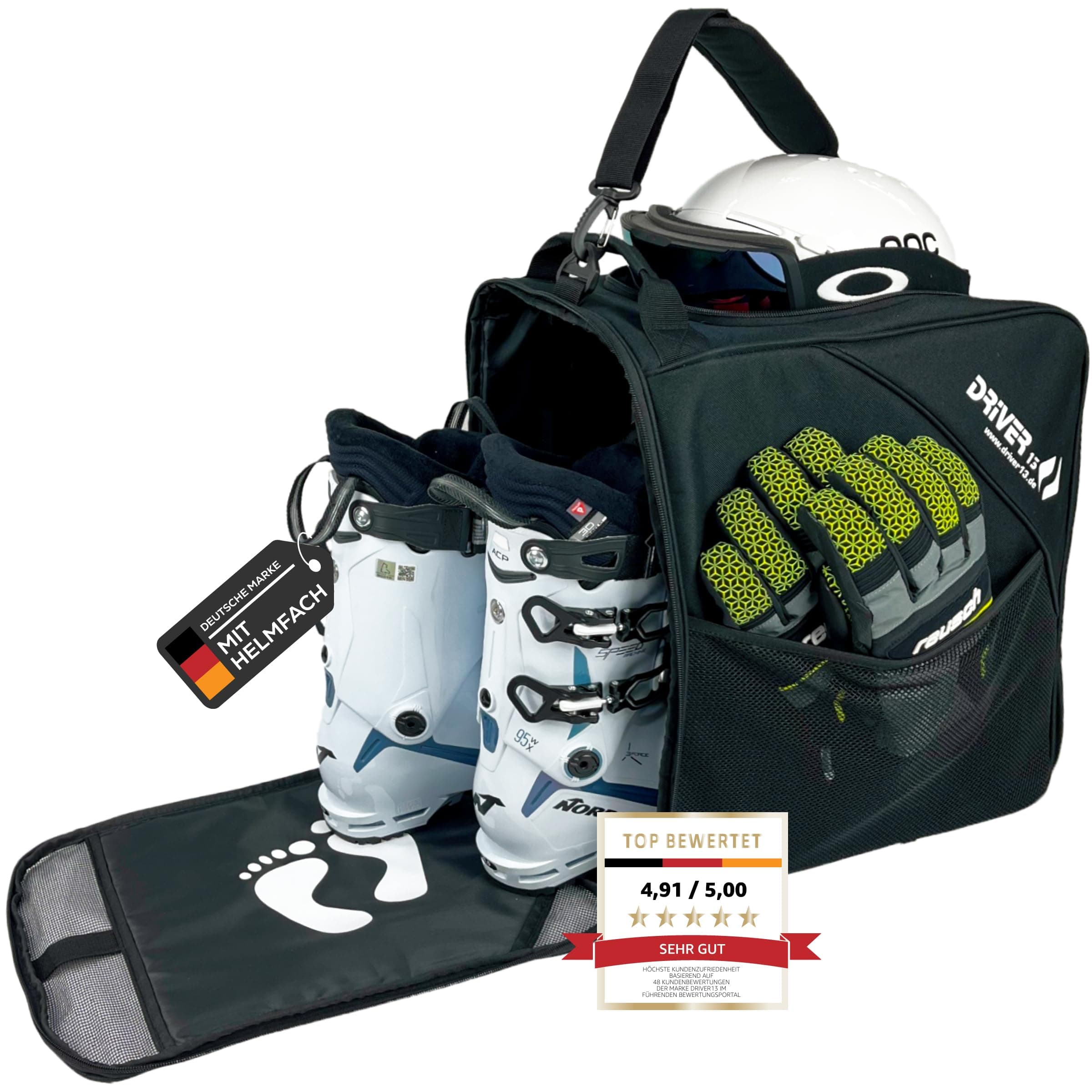 Driver13 Ski Boot Bag with Helmet Compartment Boot Bag for Your Boots or Snowboard Boots