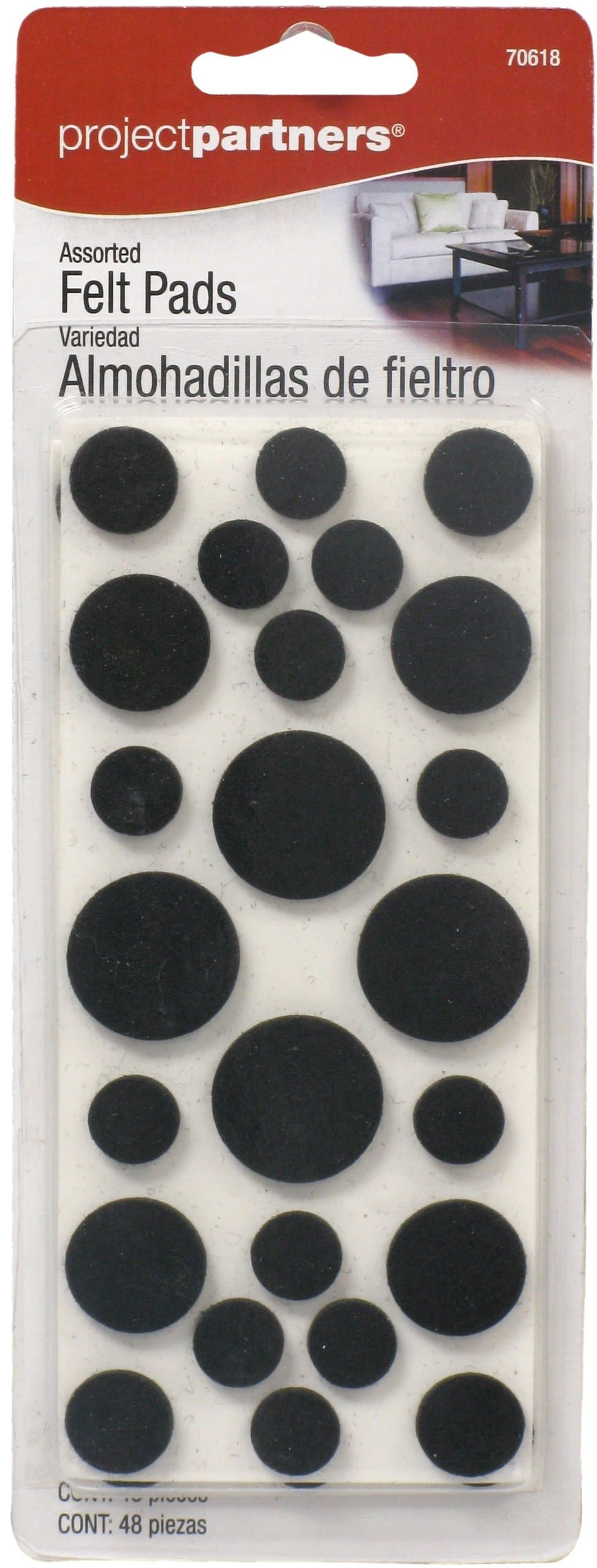 Project Partner 70618 Assorted Felt Pads, 48-Pack