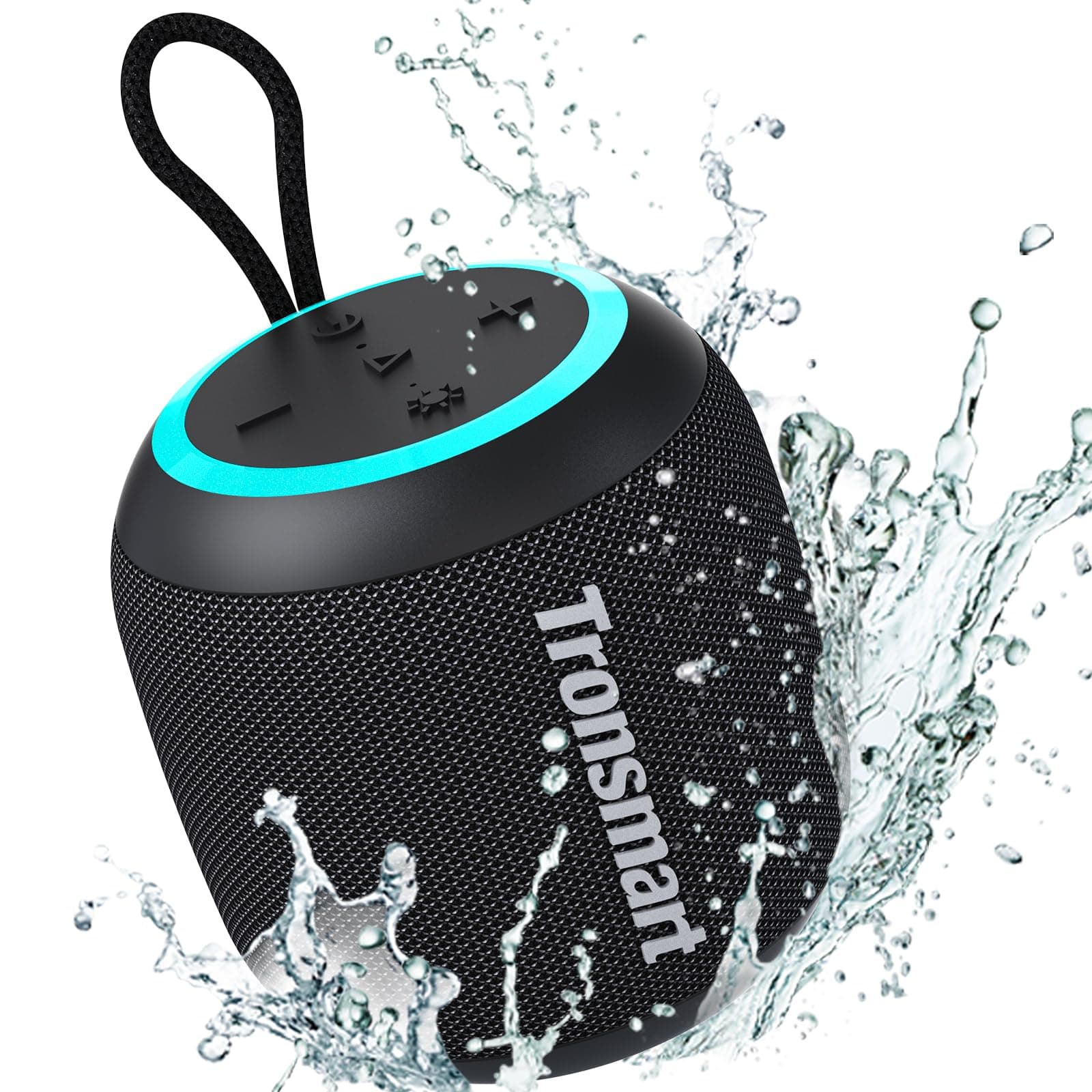 Tronsmart T7 Mini 15W Portable Outdoor Speaker, Ultra Compact & Portable, Bluetooth V5.3, IPX7 Waterproof, Various LED Modes, Battery 2500mAh, Up to 18 hours Playtime, AUX, Micro SD, TF Card - Black