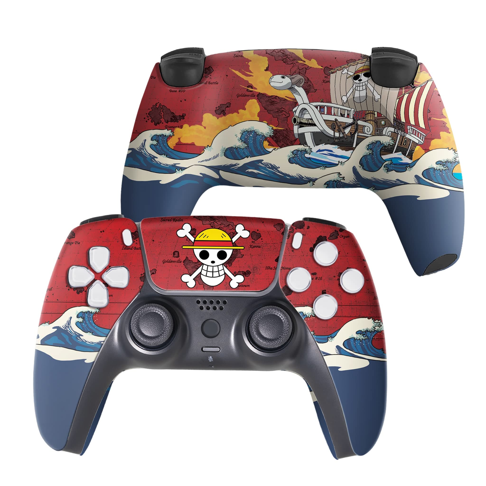 One Peice Custom PS-5 Controller Wireless compatible with Play-Station 5 Console by BCB Controllers | Proudly Customized in USA with Permanent HYDRO-DIP Printing (NOT JUST A SKIN)