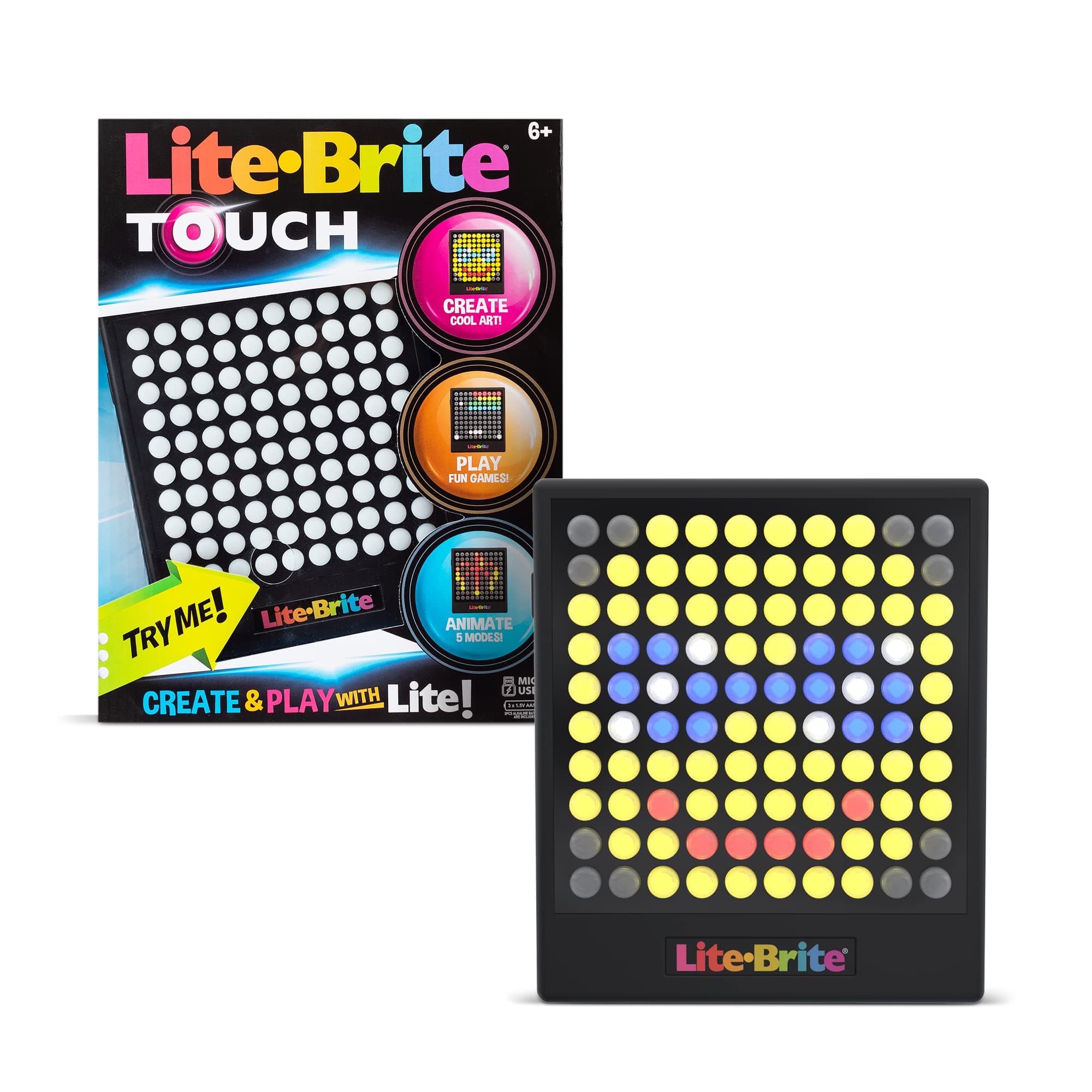 Basic Fun Lite Brite Touch - Create, Play and Animate - Light Up Portable Stem Sensory Learning Toy - Ages 6+