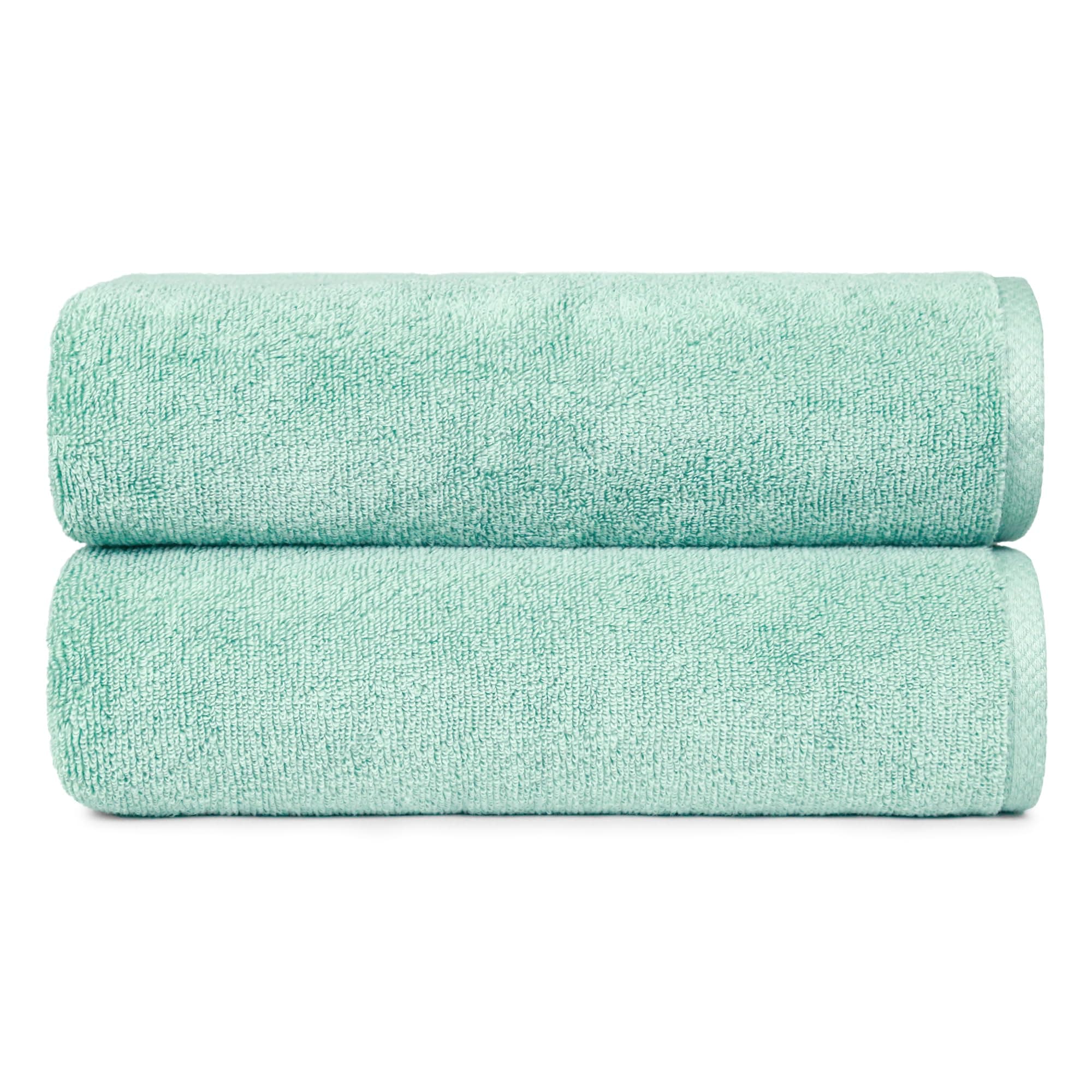 Amazon Basics 2-Pack Quick-Dry Lightweight Moisture Absorbing Bath Towel, 100% Cotton, 54" x 30", Seafoam Green