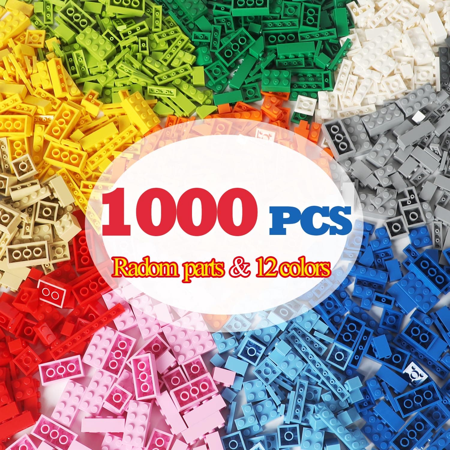 1000 Pieces Classic Building Blocks, Basic Bricks Refill Packs Compatible With Stones - Box Gifts for Boys and Girls From 6 Years
