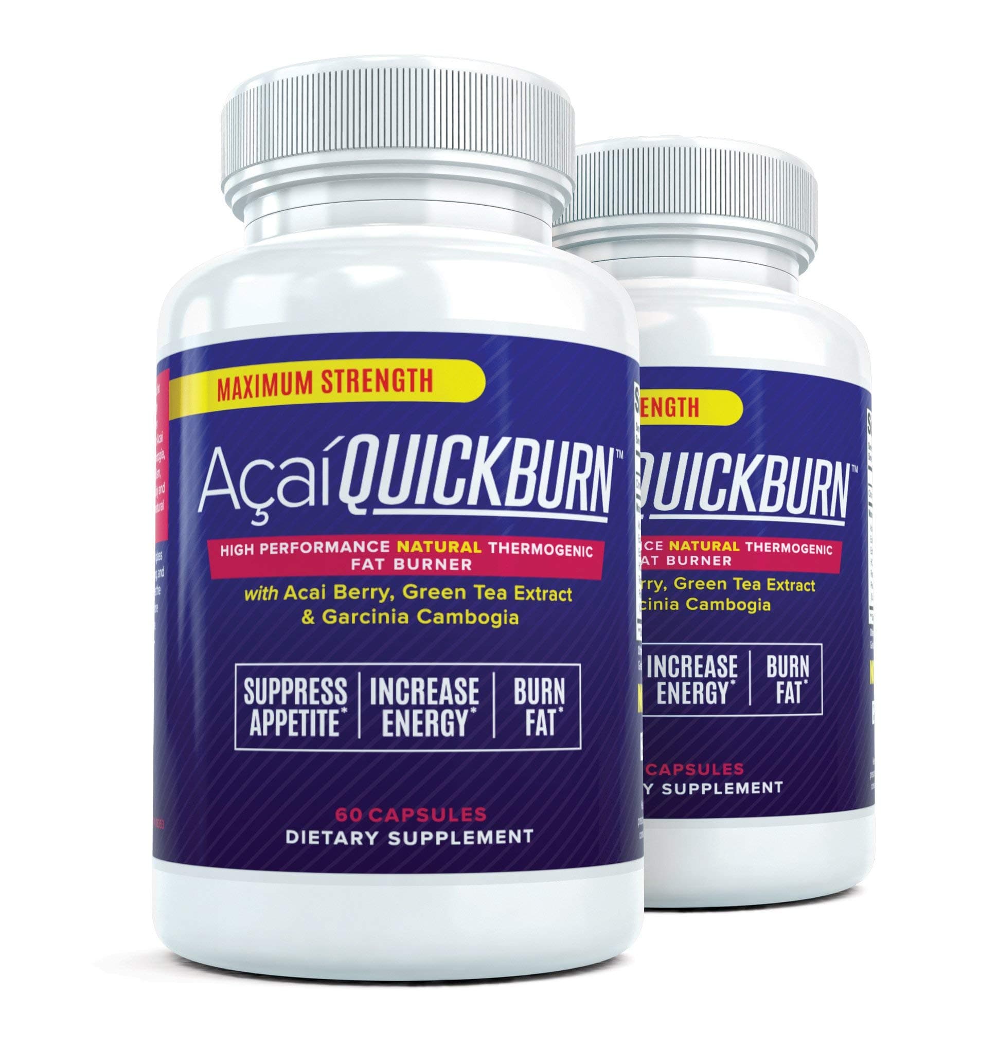 Acai Quick Burn (2 Bottles) High Performance Multi-Stage Fat Burner with Acai Berry & Garcinia Cambogia - 60 Capsules per Bottle