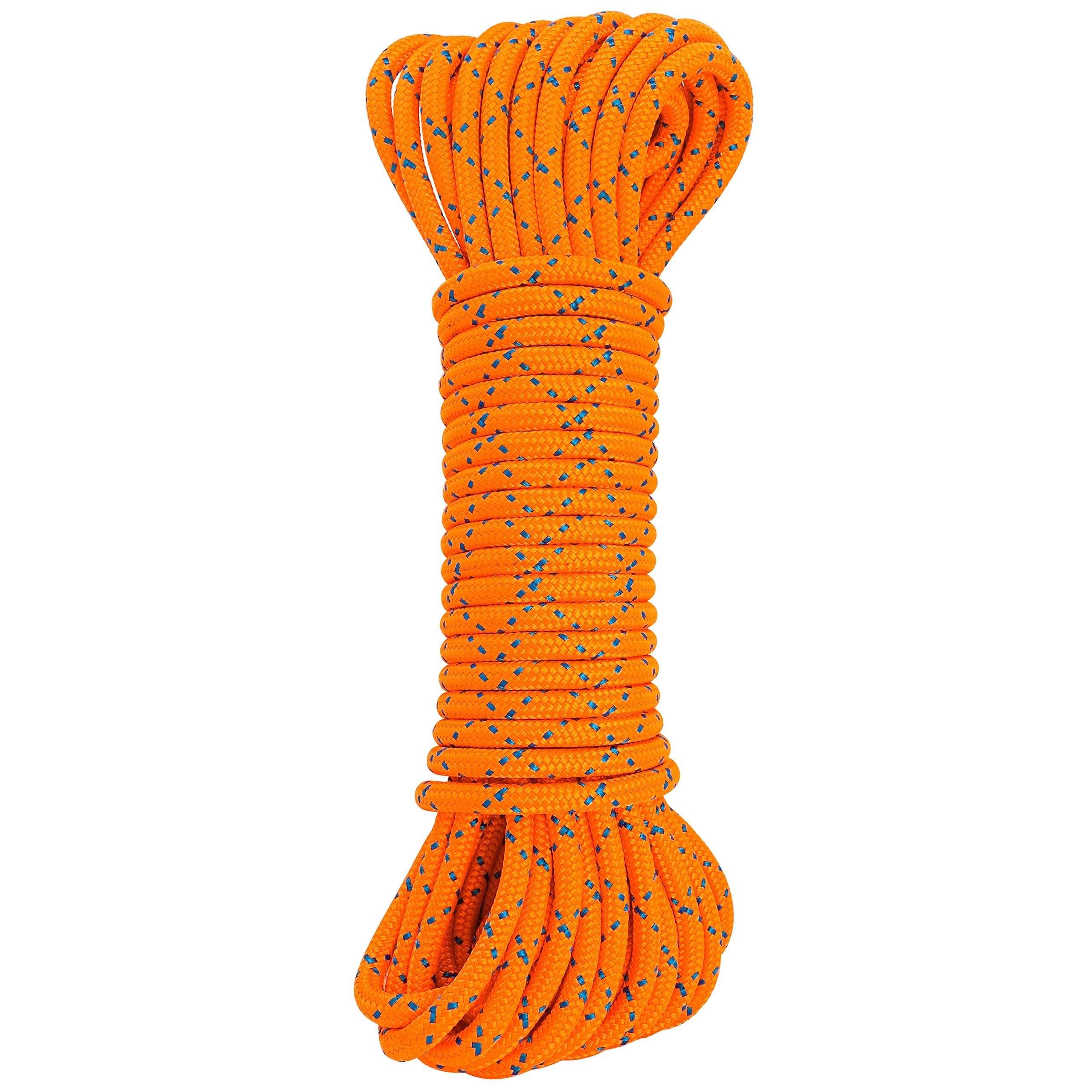 8mm Accessory Cord Rope Double Braid Pre Cut CE/UIAA (Orange, 50ft 8mm)