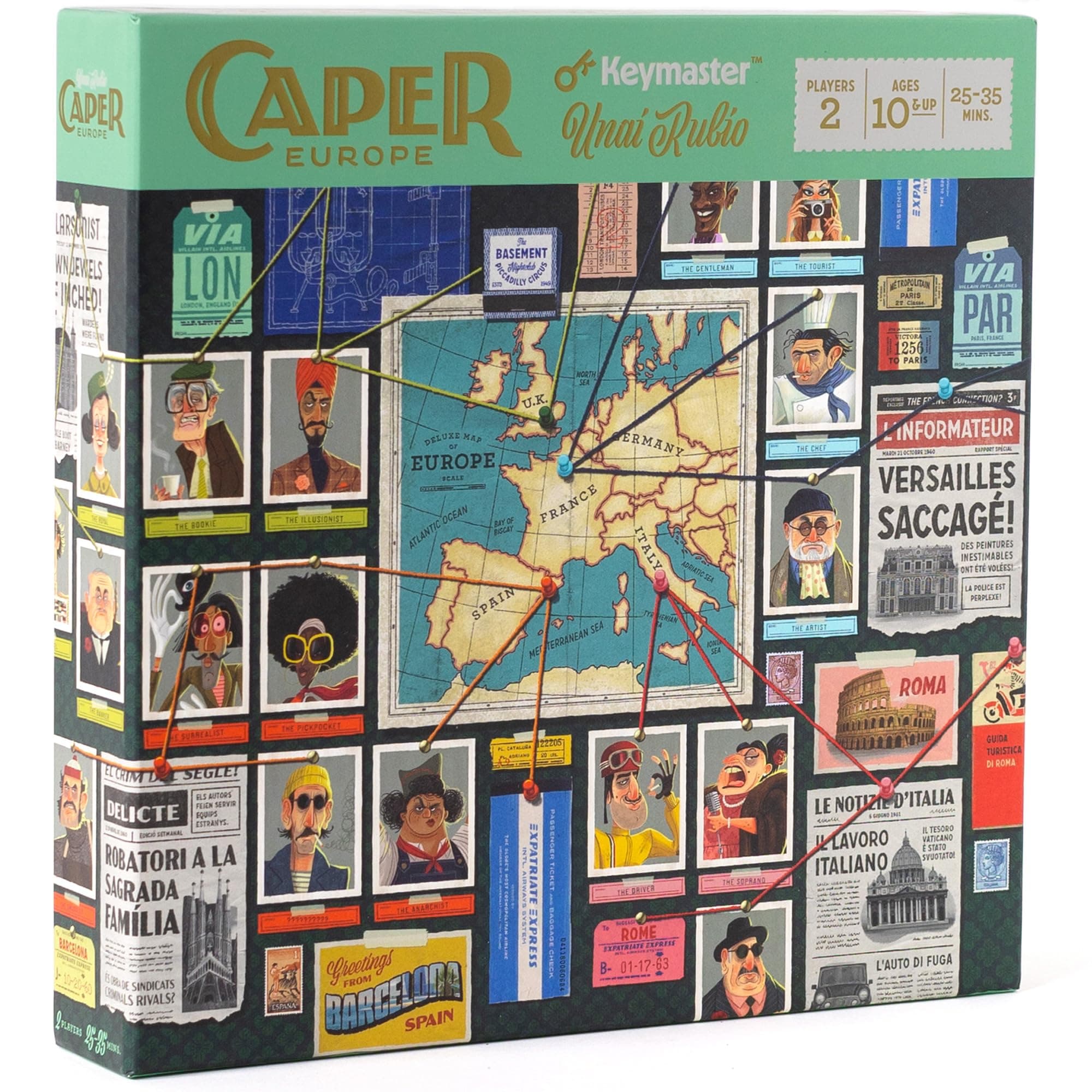 Caper Europe | Strategic Two-Player Board Game for Ages 10+ | Fast-Paced Card Drafting Heist Across Europe | Travel-Friendly Box with Stunning Art | Perfect for Couples and Family Game Night