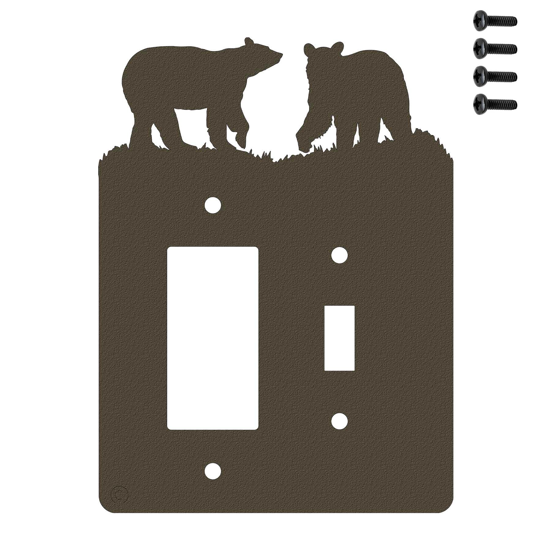 Bear Toggle Light Switch & Single Gang (Rocker-GFCI) Wall Plate (Single Toggle with GFCI (Rocker), Brown) - MADE IN USA