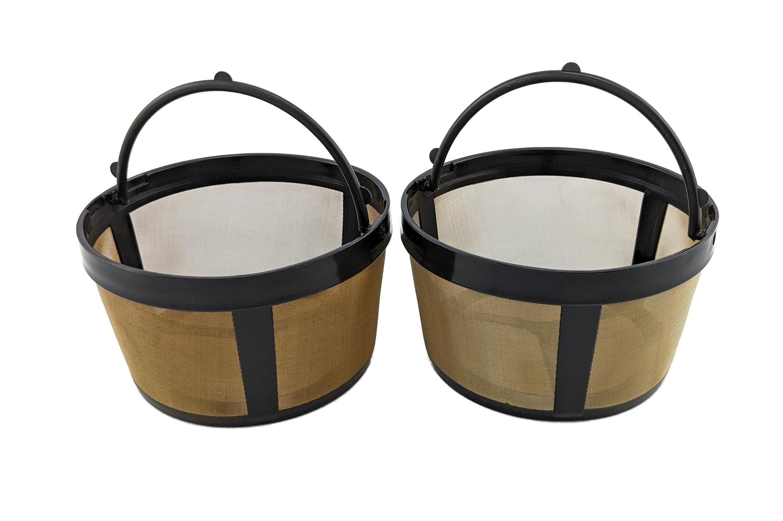 NRP 5 cup Screen Basket Permanent Coffee Filter for Mini Coffeemakers, Universal fit Mr Coffee, Krups, Hamilton, B&D and More | 2-pack Gold-tone Steel Mesh