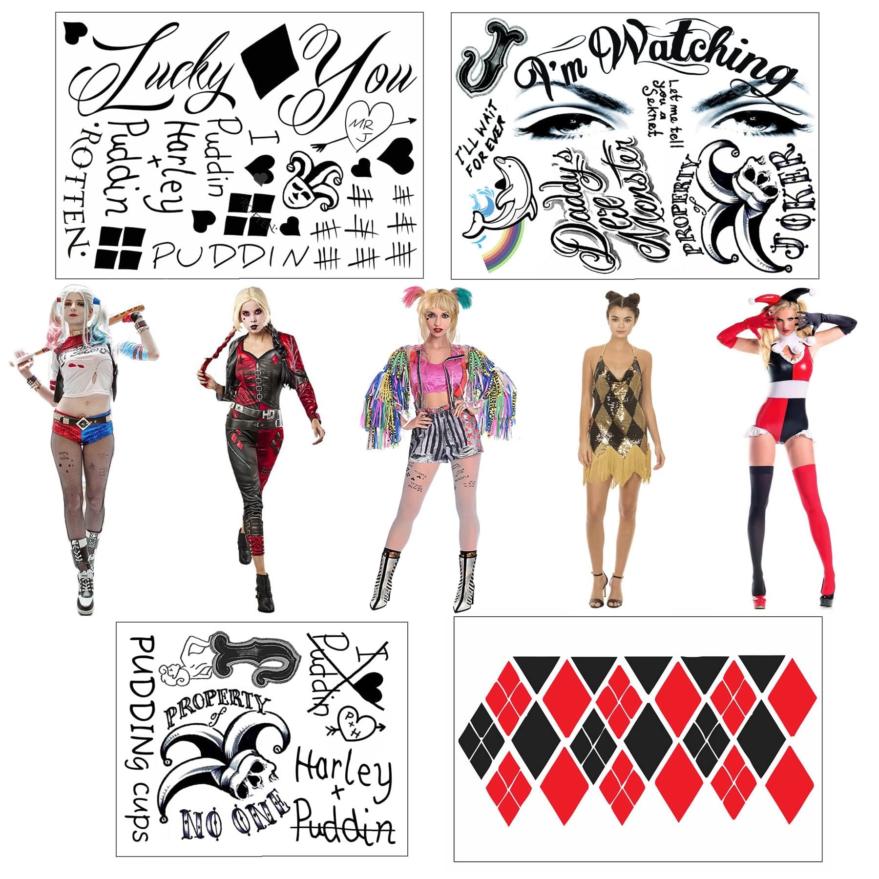 HQ Full Body Temporary Tattoo Bundle - 2 Sheets w/17 Tats - Costume/Cosplay