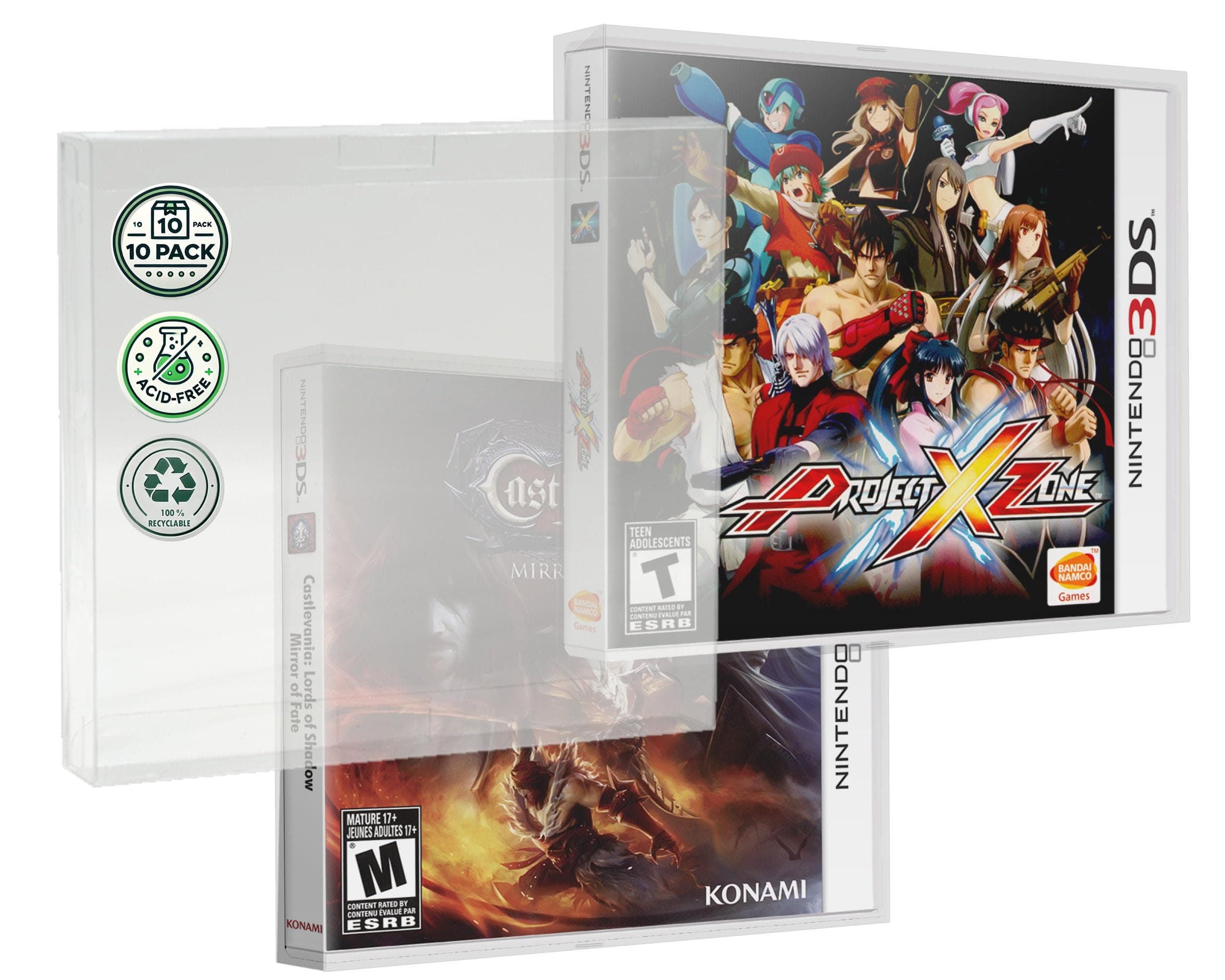 MALKO 10 Pack Video Game Protector Compatible with Nintendo 3DS Game Case | Clear Plastic Sleeve Cover