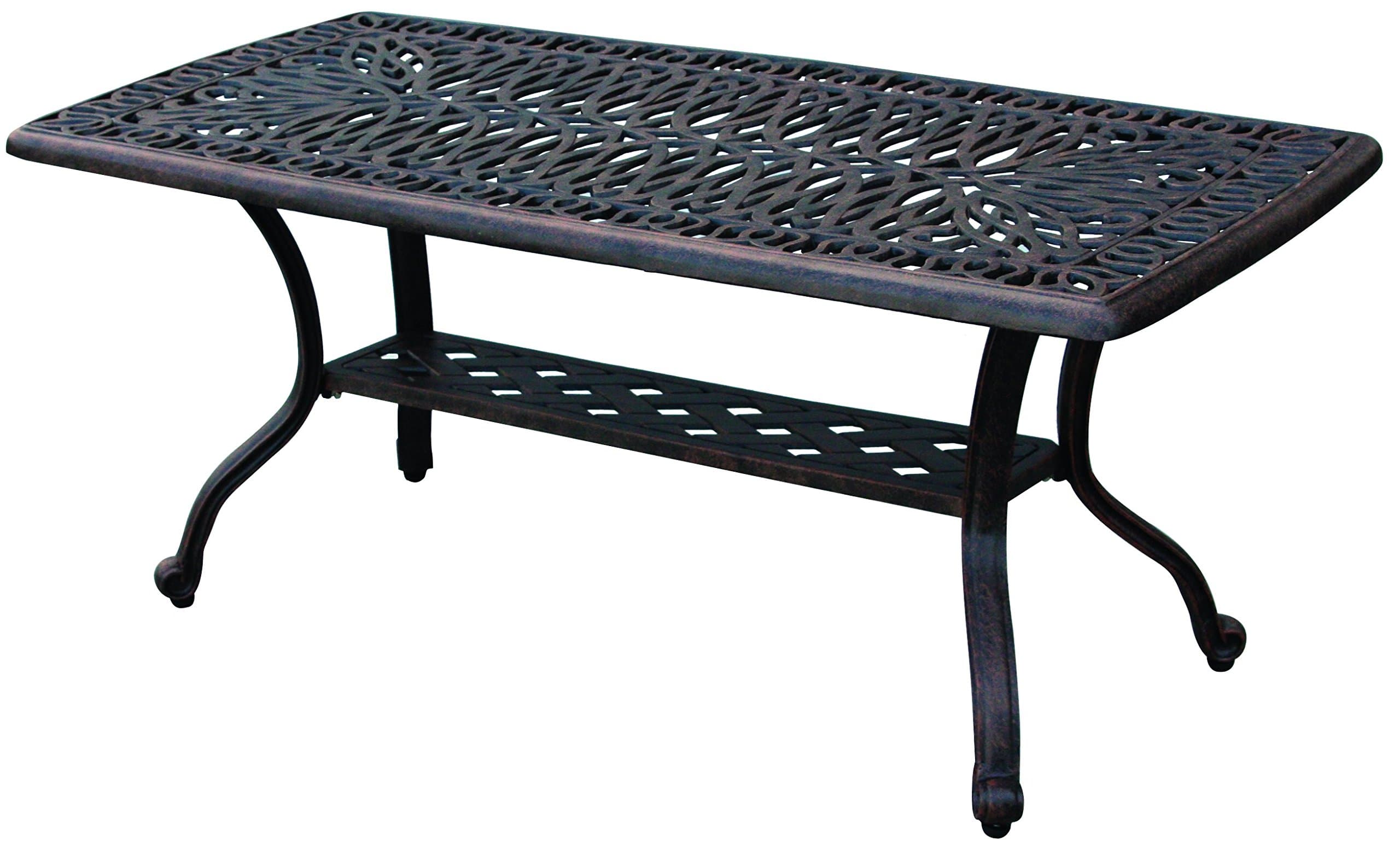 Darlee Elisabeth Cast Aluminum Rectangular Coffee Table, 21'' x 42'' Antique Bronze Finish