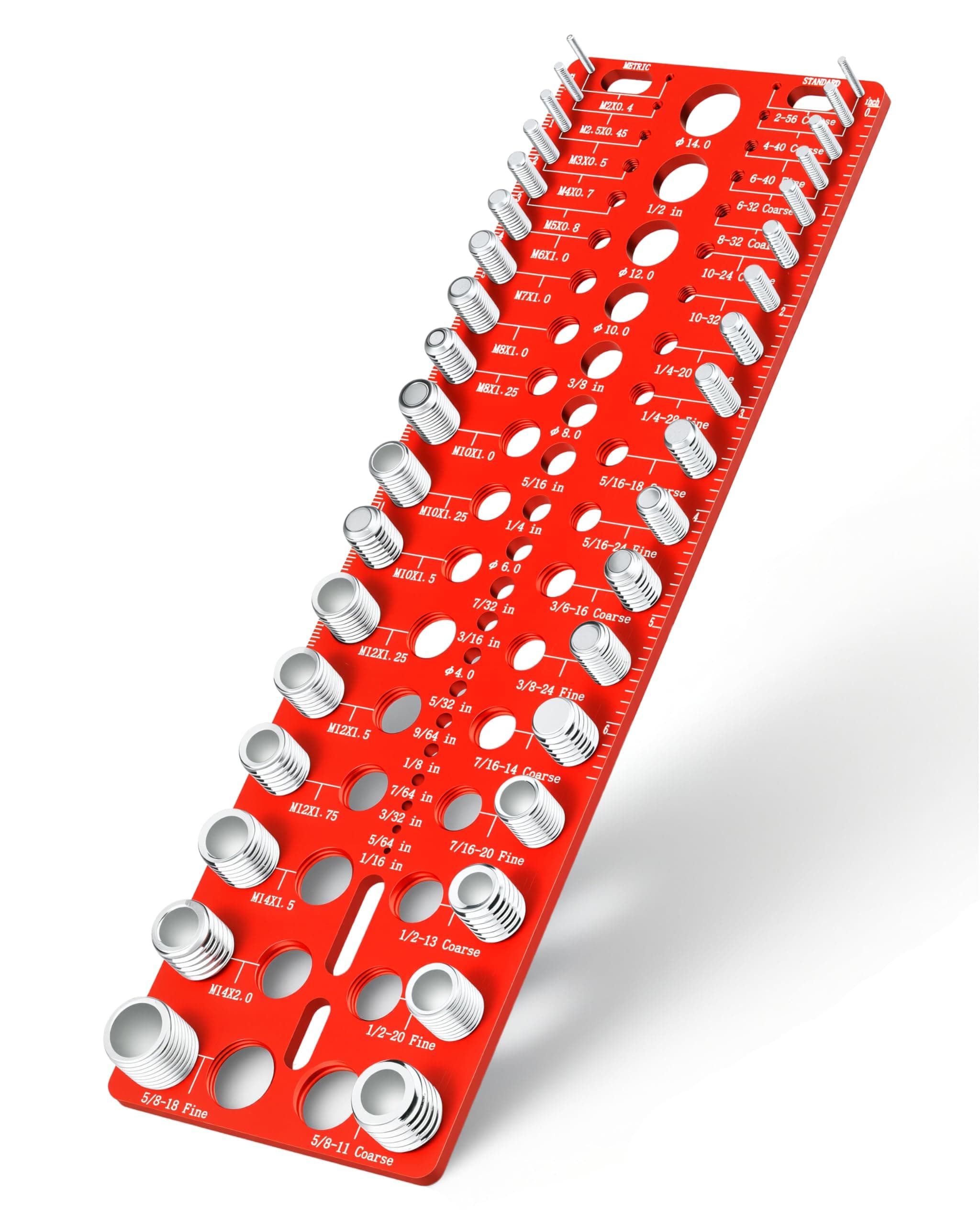 Thread Checker - 55 Nut & Bolt Thread Checker, Bolt Size and Thread Gauge 19 Standard and 17 Metric Sizes & 19 Drill Bit Gauge, Bolts and Nut Identifier Gauge for Easy Verifying Sizing