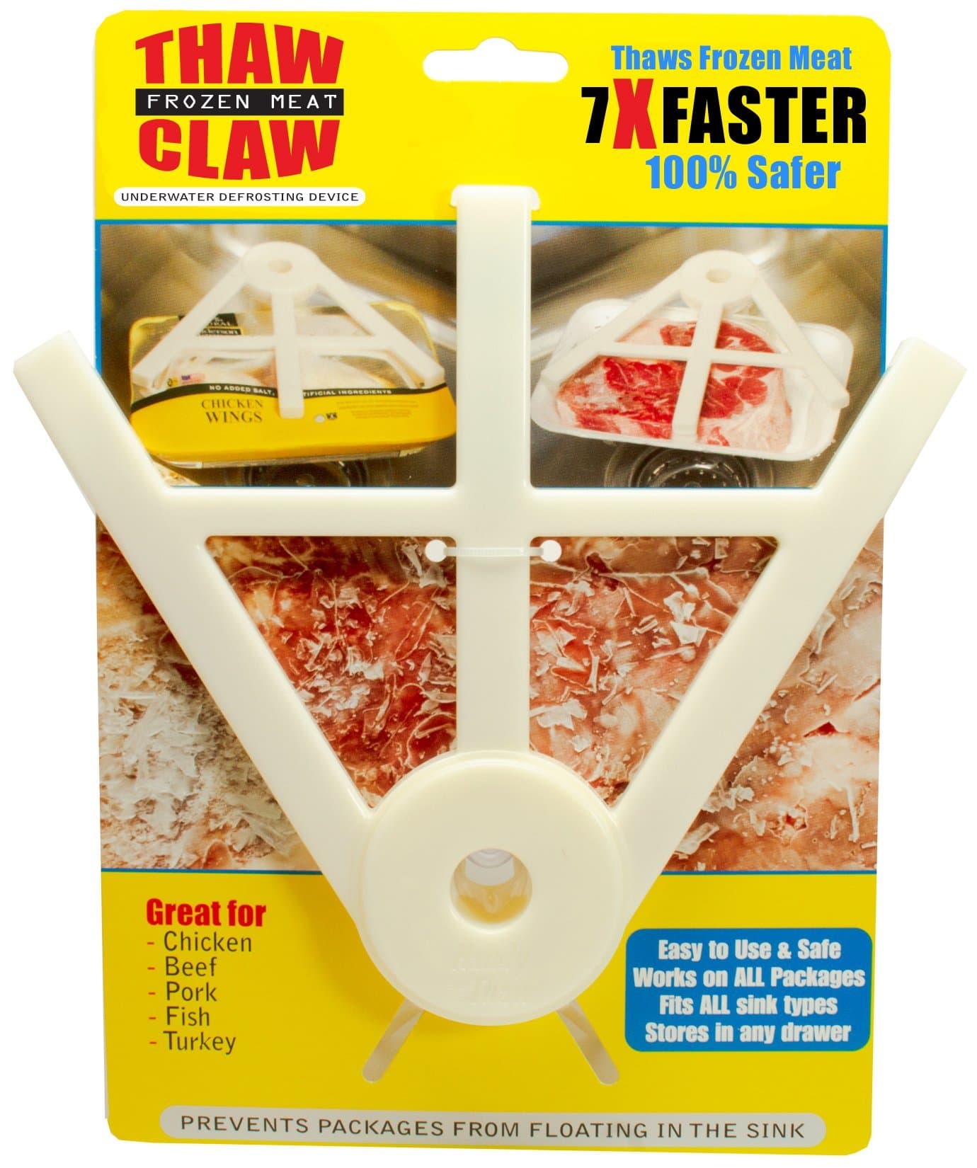 Thaw Claw Meat Defroster, a Kitchen Essential Tool for Quick and Easy Defrosting of Chicken, Beef, Pork and Fish, Kitchen Gadgets Accessories, Easy Storage, Fits All Sinks, Thaws in Minutes