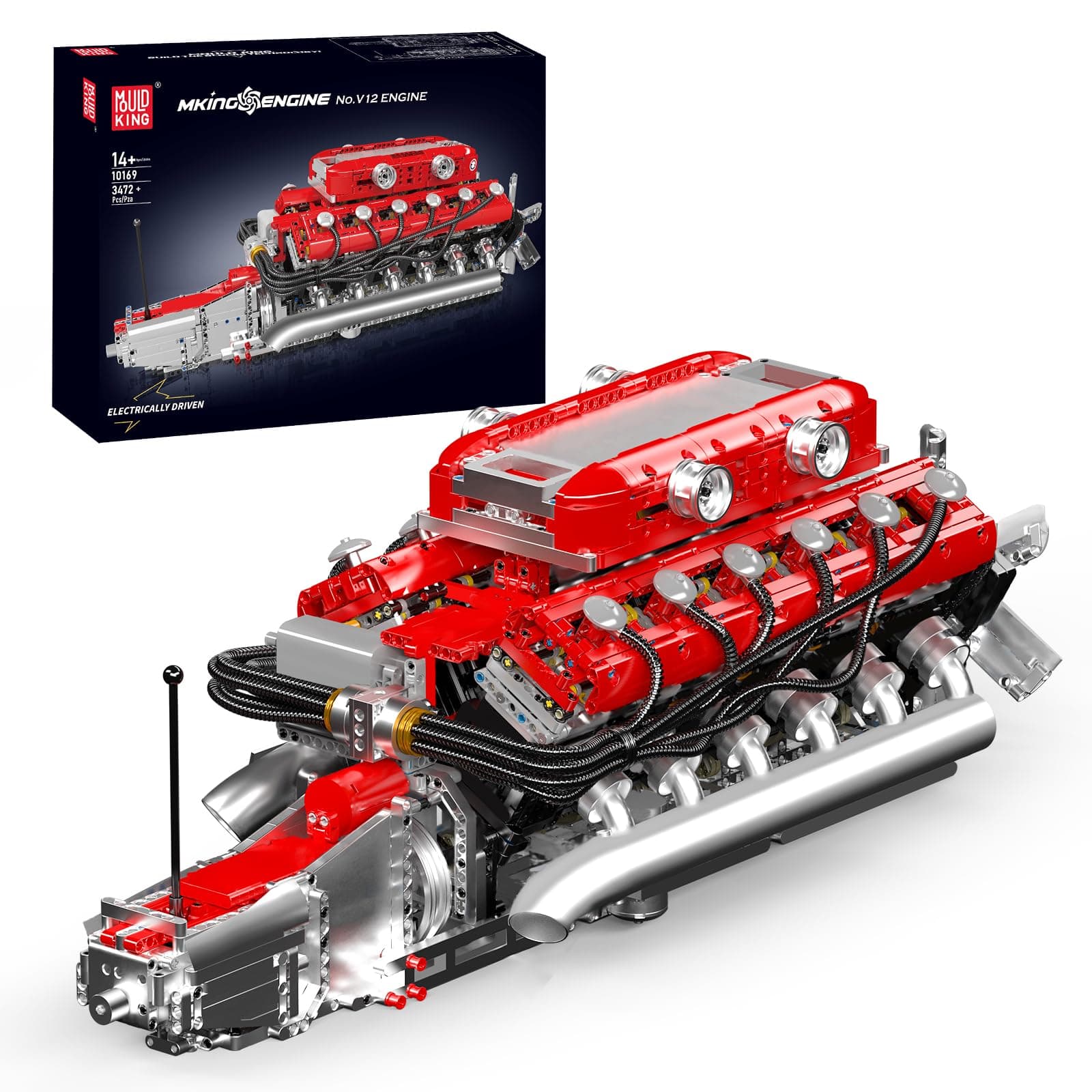 V12 Engine Model Kit That Runs, MOC Engineering Model Building Kit with Battery and Motor, 3472 PCS STEM Engineering Building Blocks for Adults