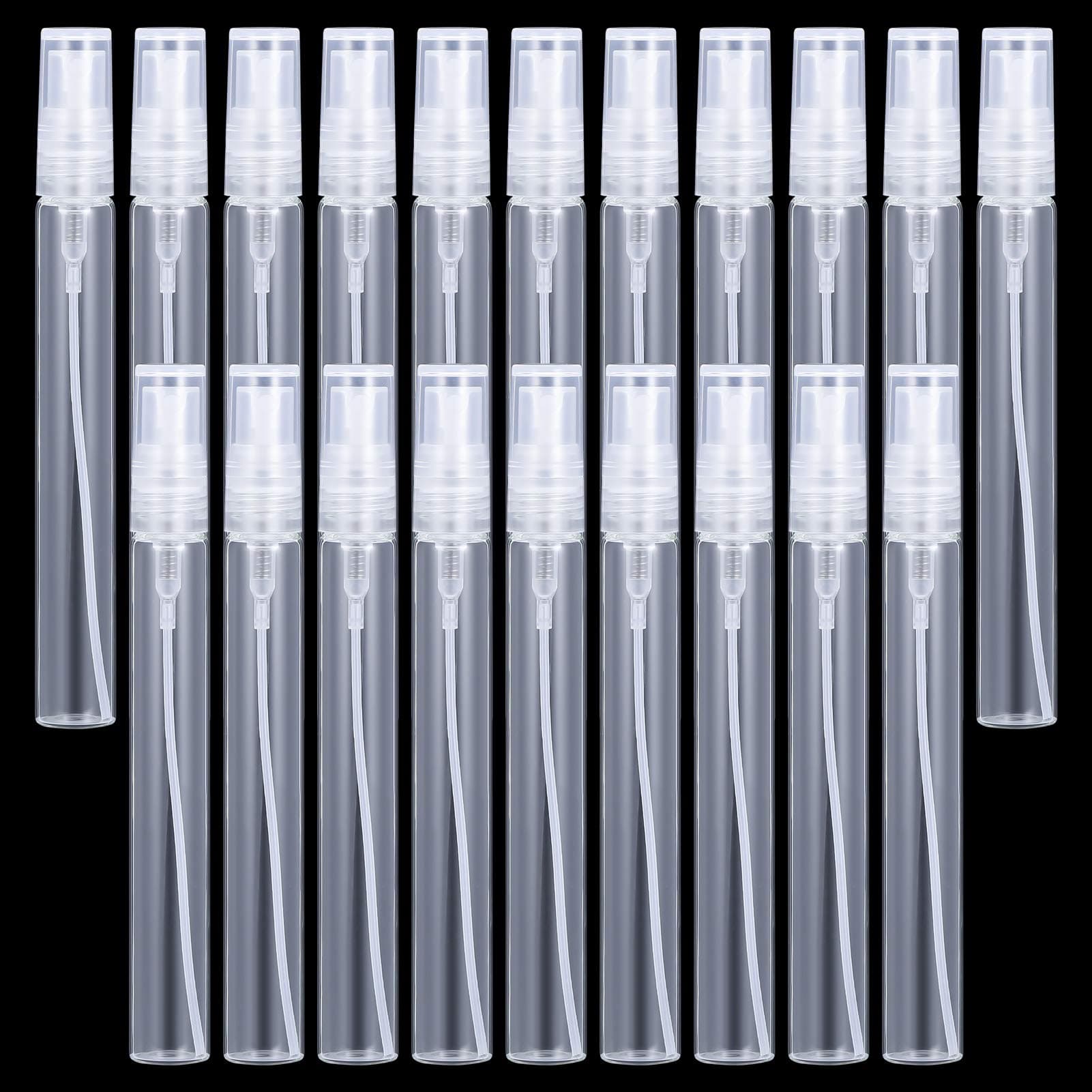 20Pcs 10ml Mini Spray Bottles,Portable Glass Atomizer Refillable Sample Bottles for Travel,Party,Cosmetic Makeup Tool