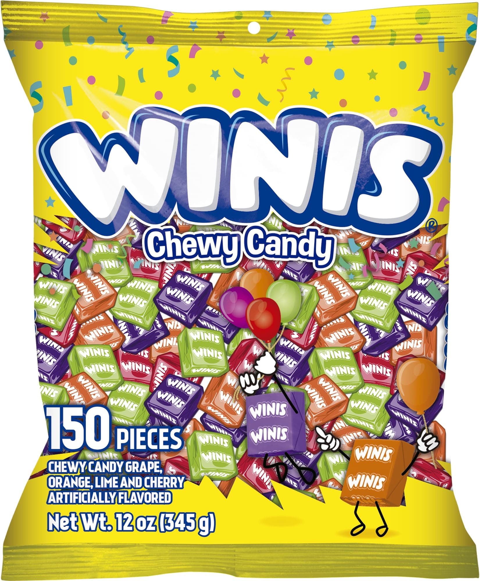 Winis Chewy Candy Original Variety Bag - Taffy Candies 150 individually wrapped pieces- Sharing Size 12 Oz -| Gifts, Holiday, Parties, Concessions, Pantry, Non-Melting, Party