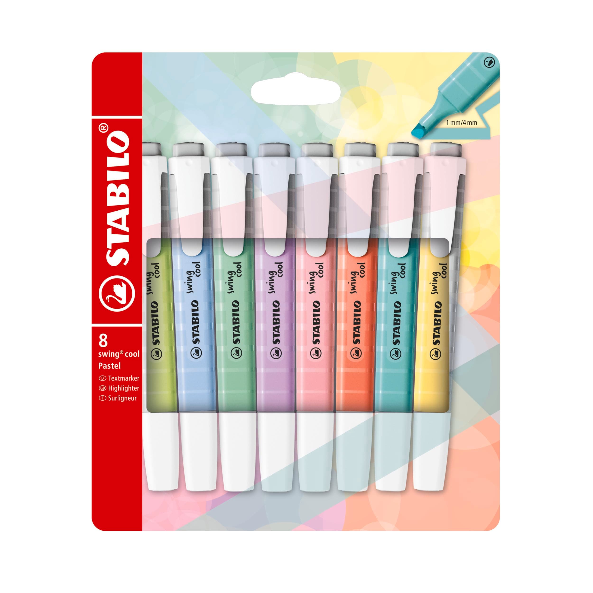 275/8-08-1 Swing Cool Pastel Highlighter 8-Pieces Set, Multicolor