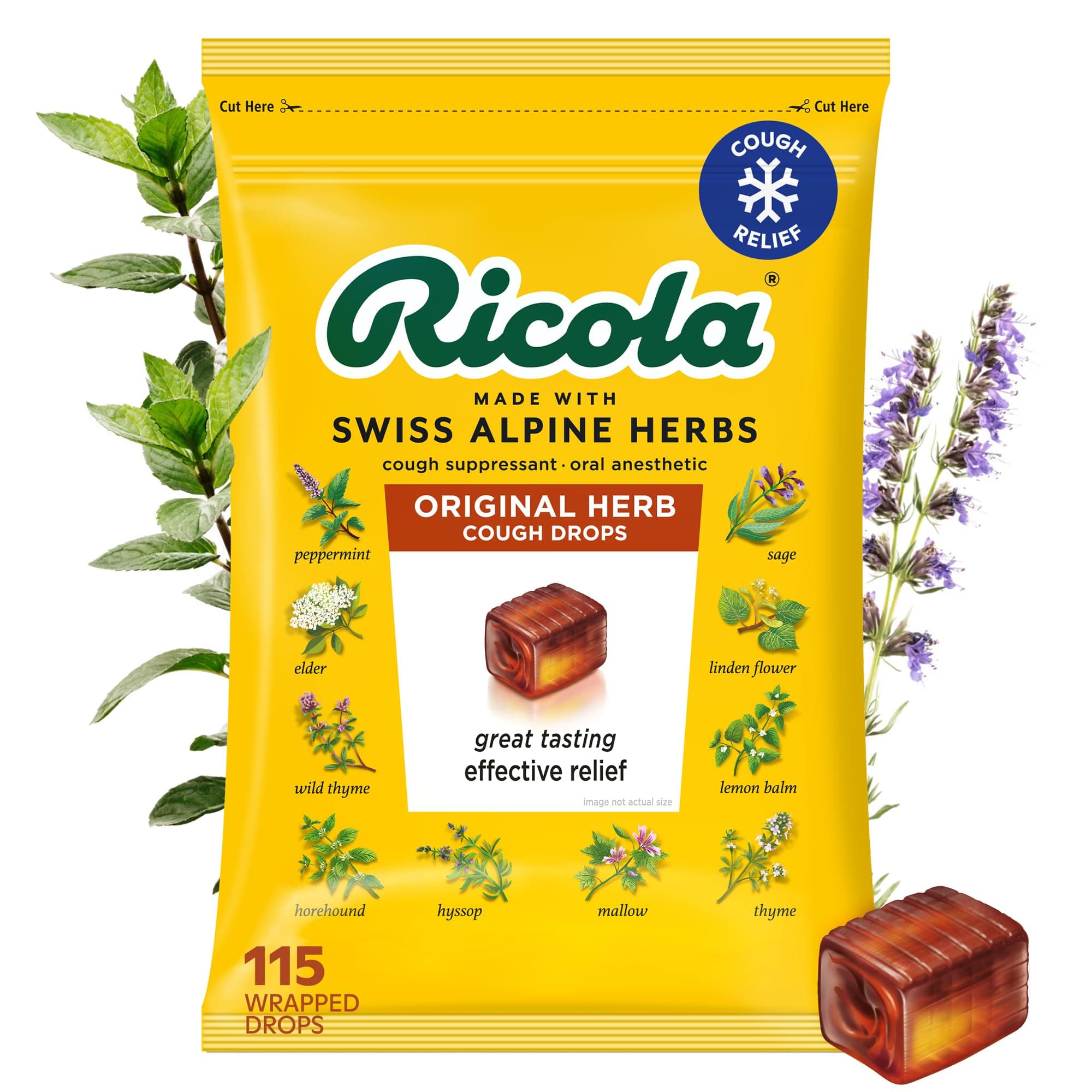 Ricola Original Herb Cough Drops with Menthol - Cough and Sore Throat Relief - 115 Count - Herbal Throat Lozenges