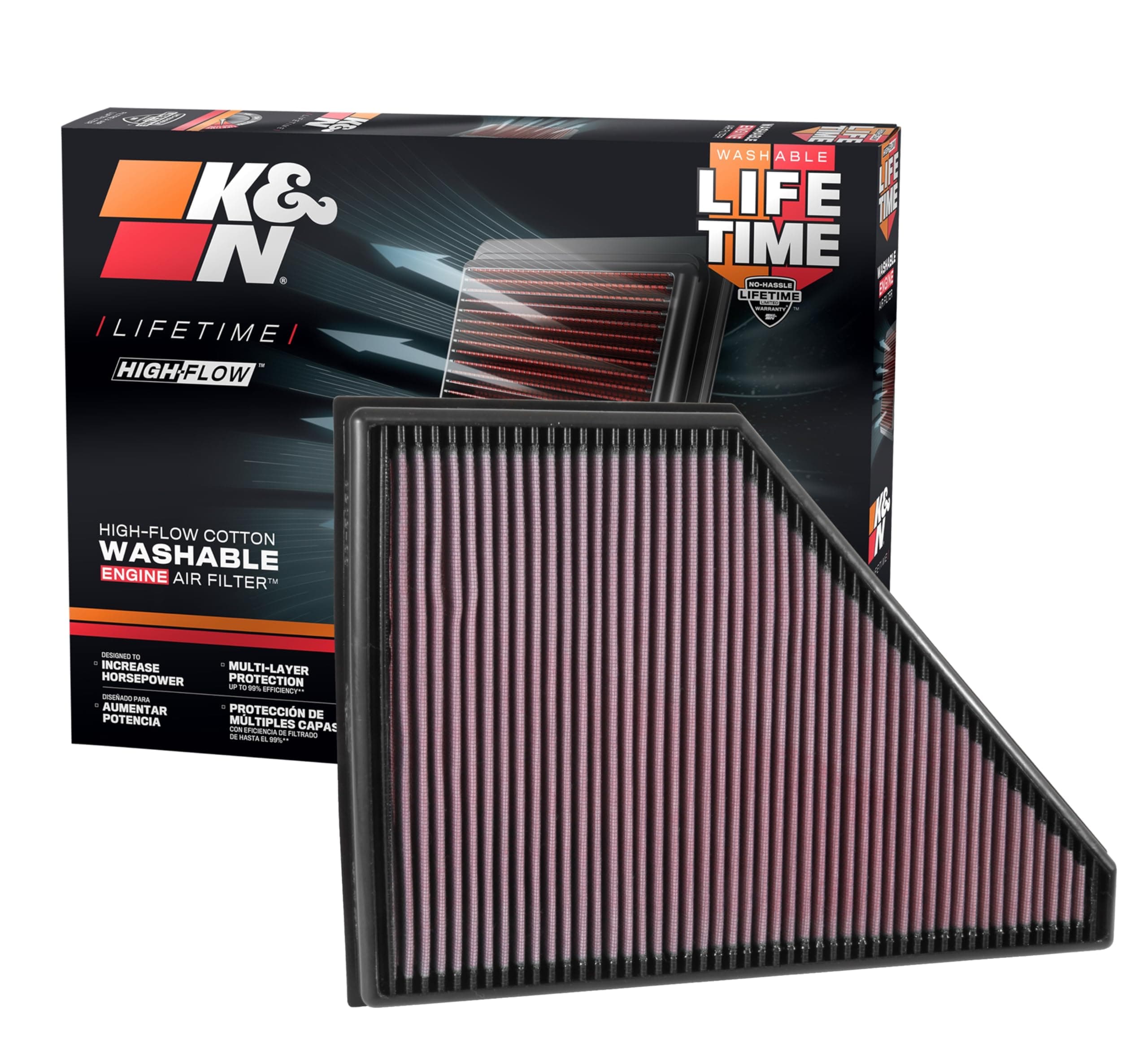 K&N Engine Air Filter: High Performance, Premium, Washable, Replacement Filter: 2017-2019 Chevrolet/GMC Cadillac/Buick (Blazer, Traverse, Acadia, XT5, Enclave), 33-5056