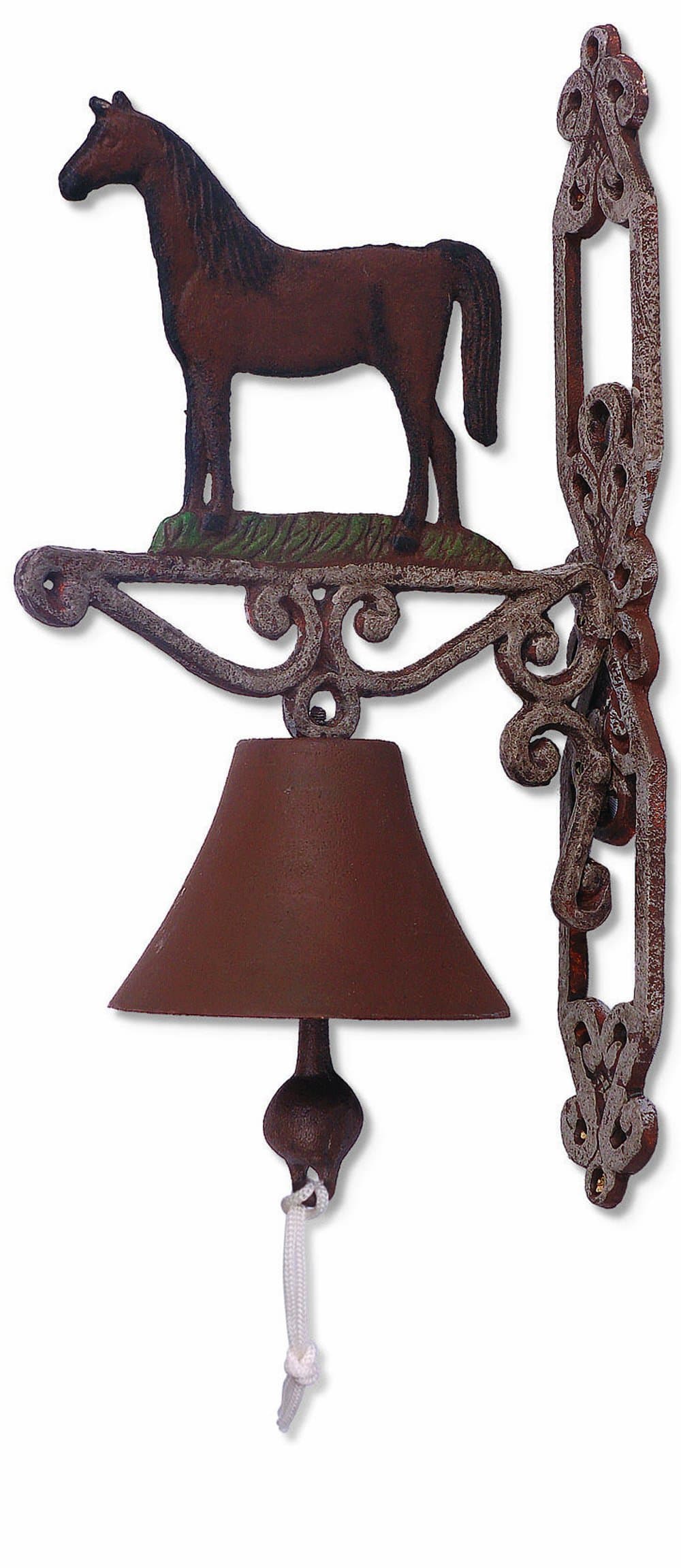 Sunset Vista Designs Painted Cast Iron Bell - Horse 14 x 8,green/beige
