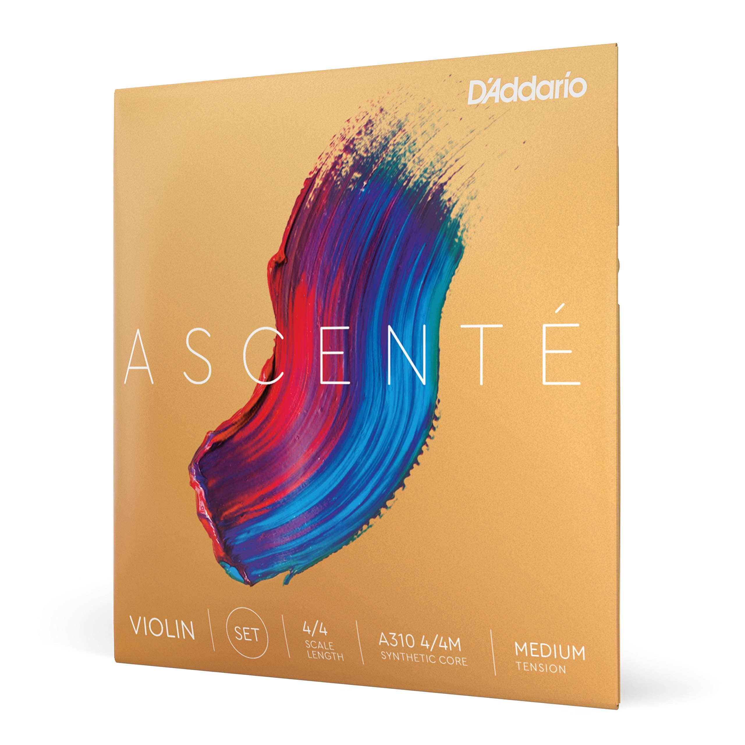 Ascente 4/4 Size Violin Strings Set with Bal Ends and Synthetic Core - A310 4/4M - Full Set - Medium Tension