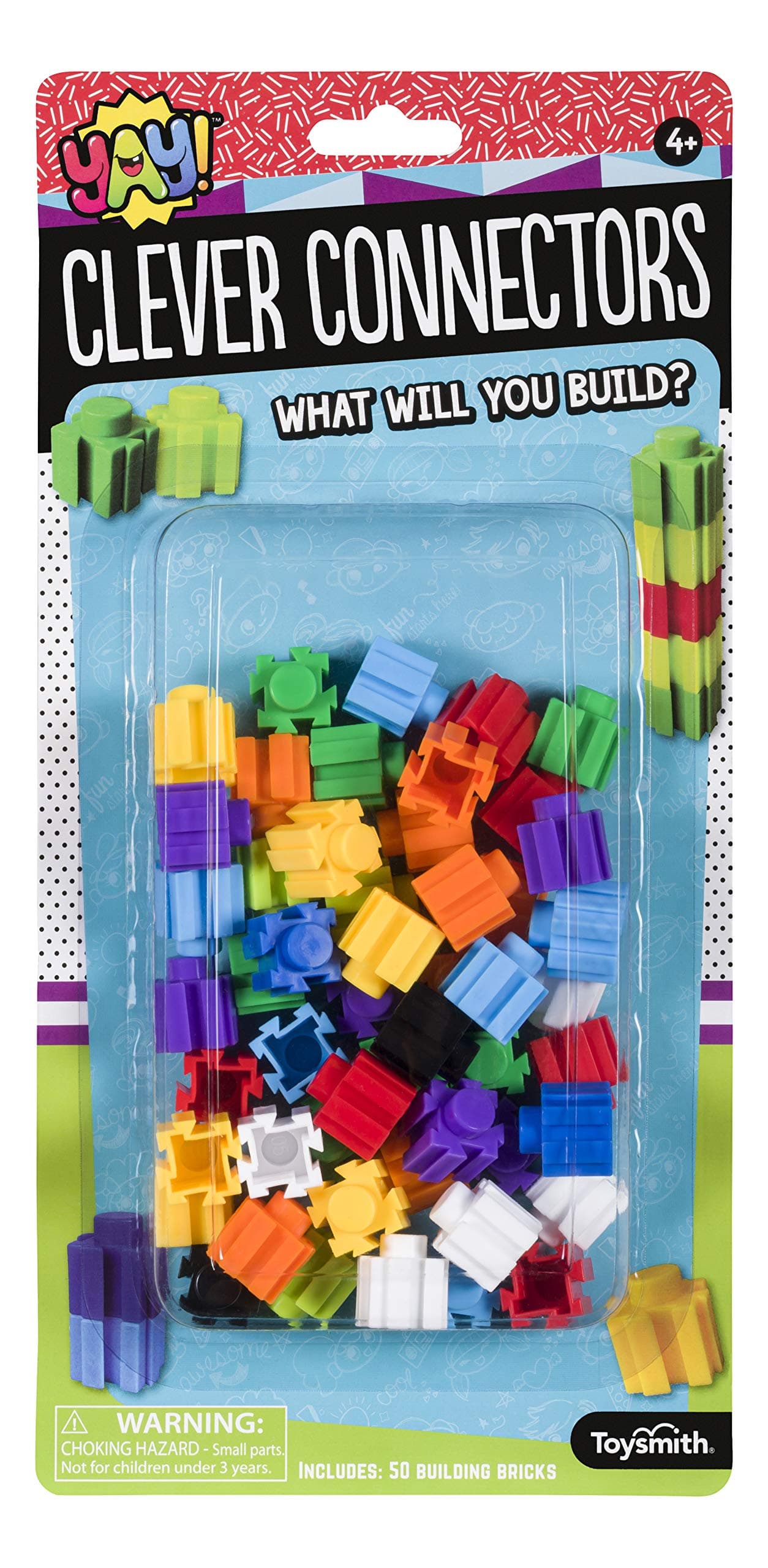Toysmith Clever Connecters Building Blocks, Includes 50 Bricks