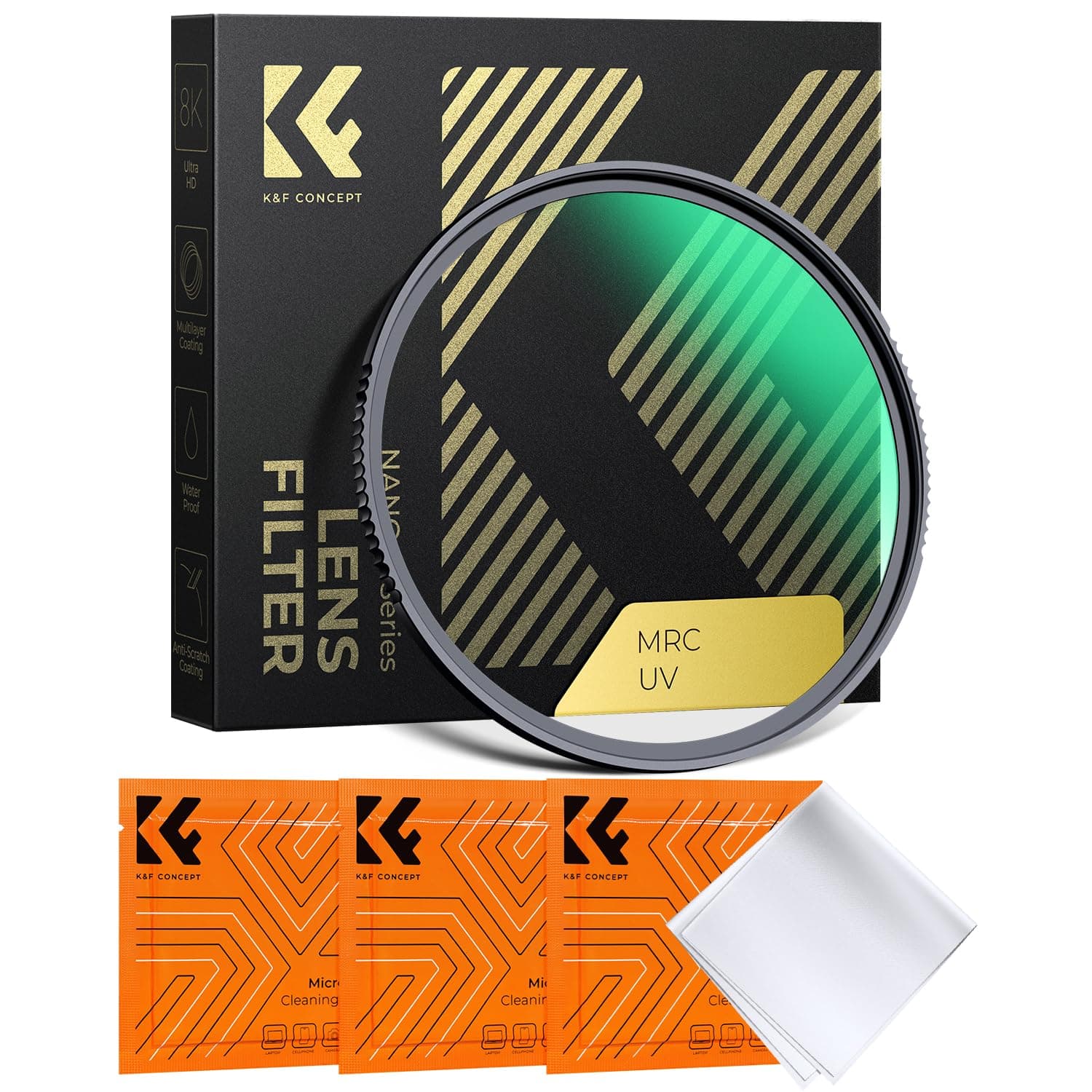 K&F Concept 82mm MC UV Protection Filter with 28 Multi-Layer Coatings HD/Hydrophobic/Scratch Resistant Ultra-Slim UV Filter for 82mm Camera Lens