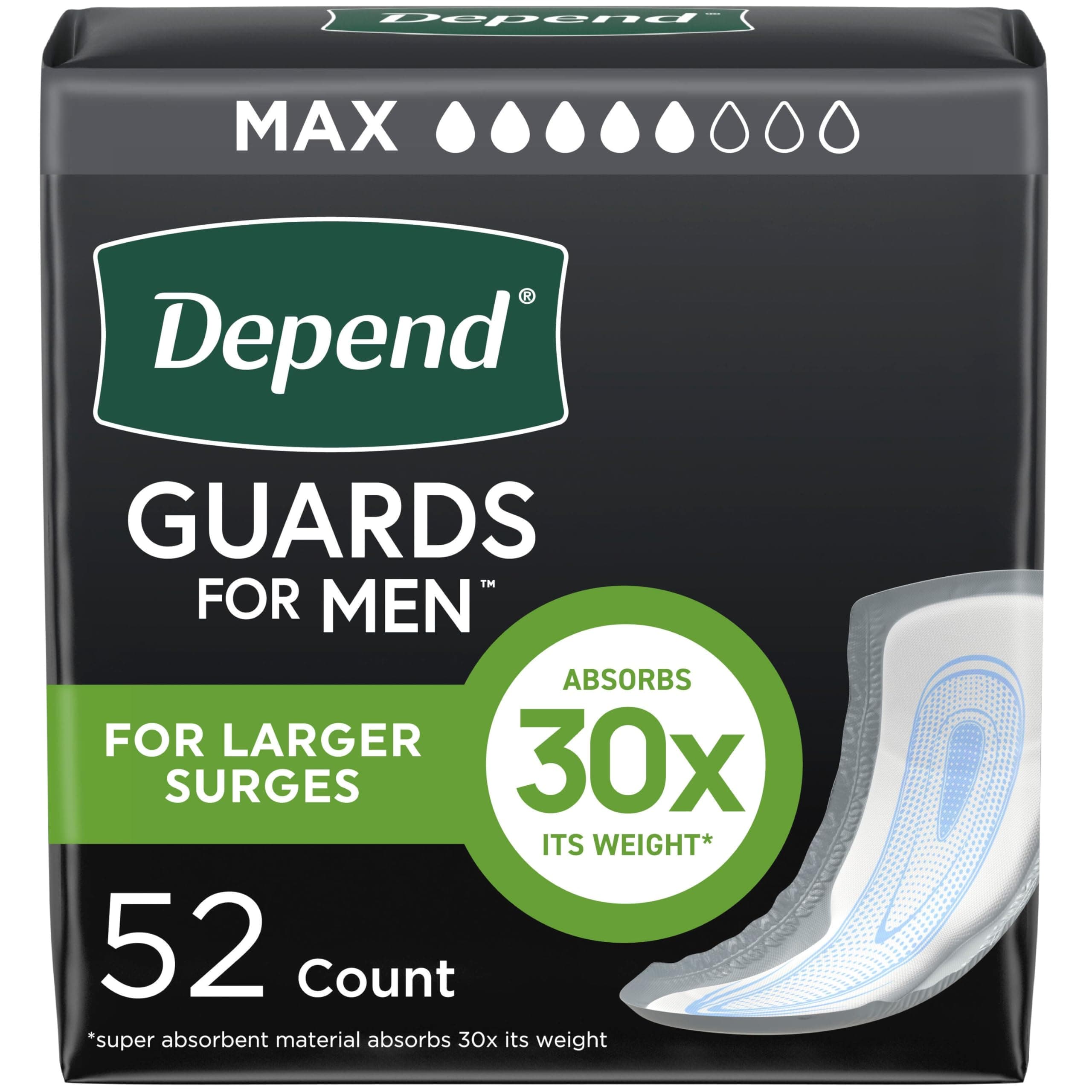 Depend Incontinence Guards for Men, Maximum Absorbency, (Packaging May Vary)