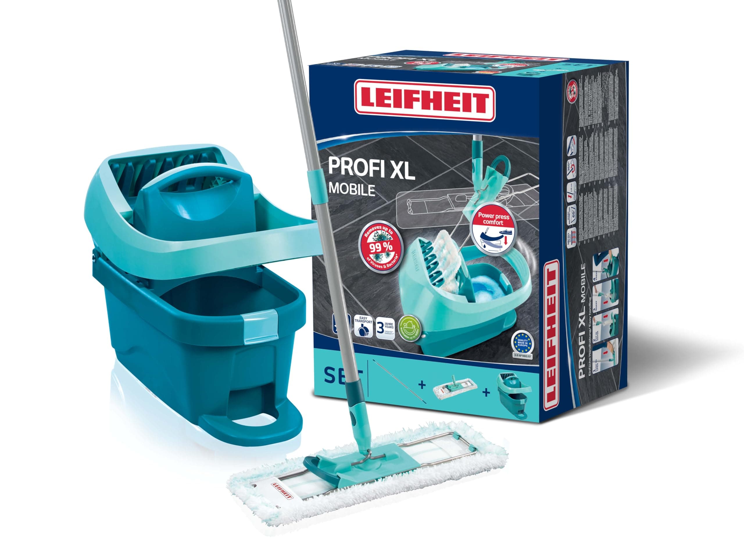 "Profi" Mop and Bucket Set with Rollers, Turquoise